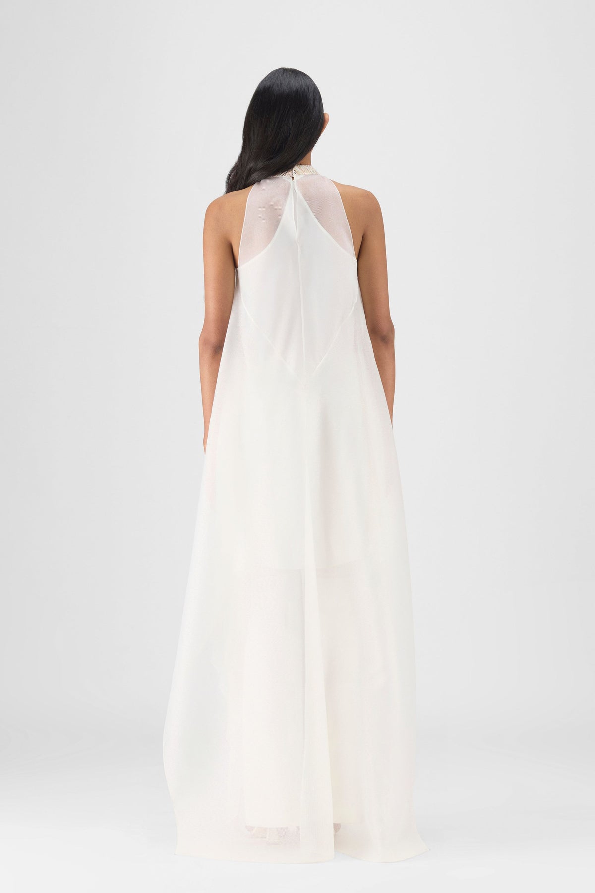 Pearl Pleated Halter Gown