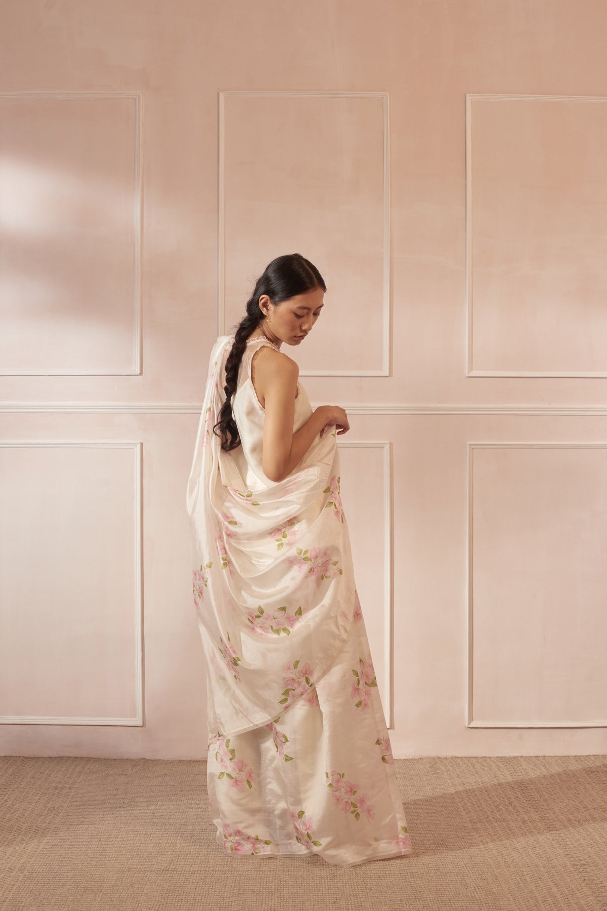 Bougainvillea mulberry organza silk sari