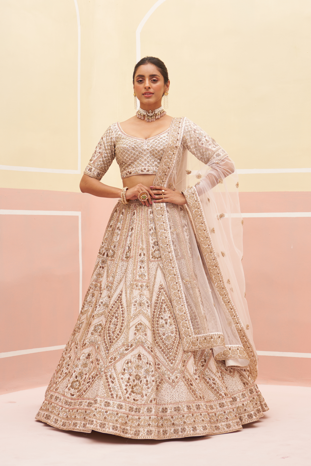 Blush Pink Raw Silk Lehenga Set