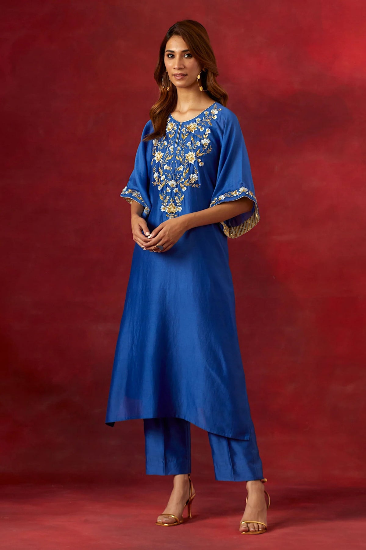 Blue Embroidered Yoke Kurta Set