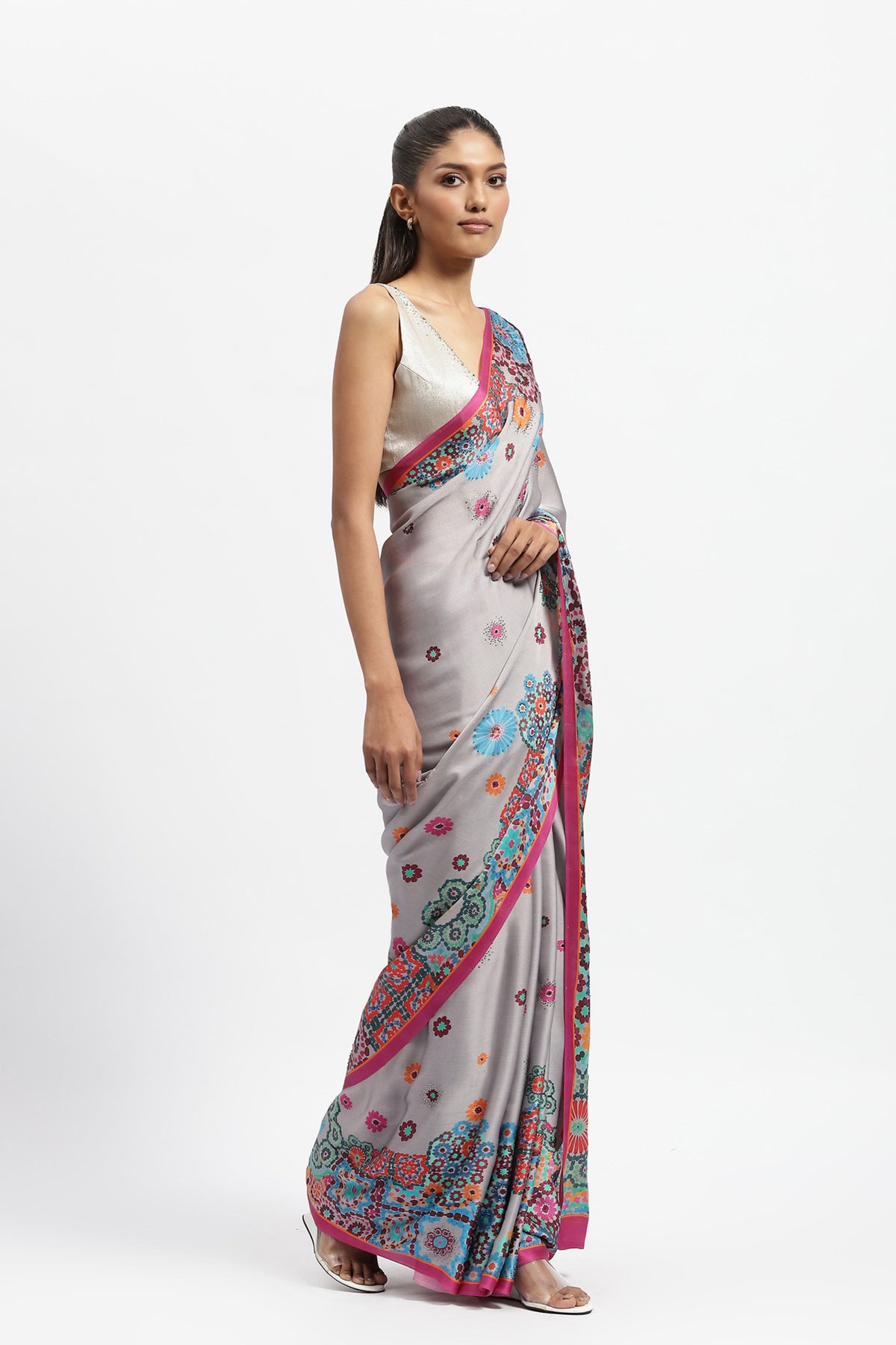 Fractal Bloom Embellished Saree