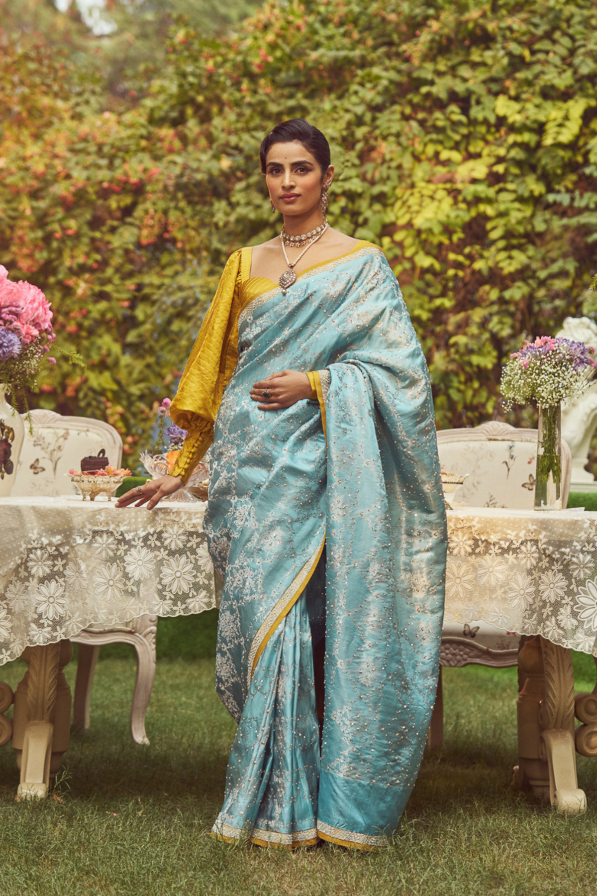 Blue Zari Handloom Sari