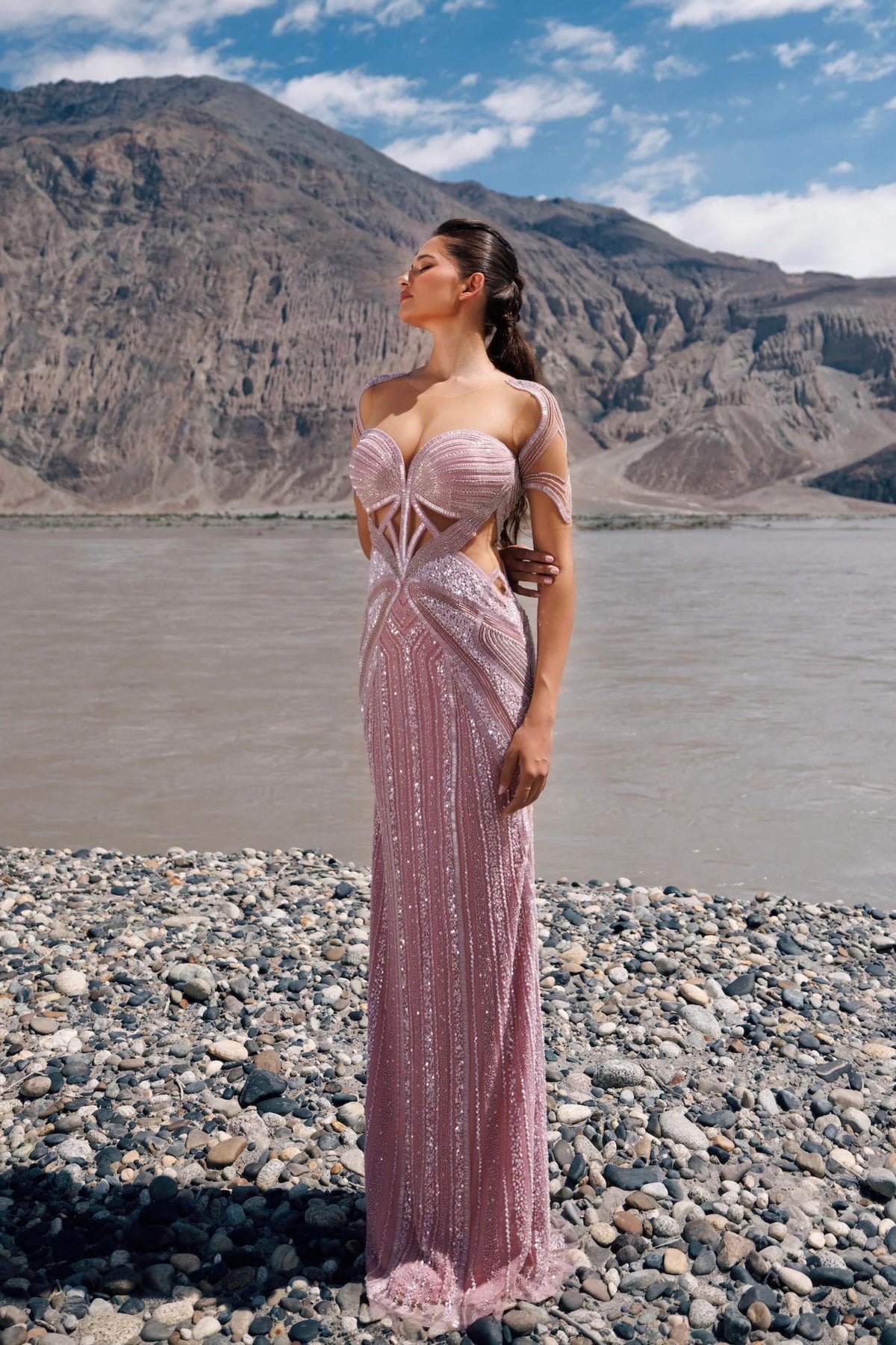 Fresh pink cut-out gown