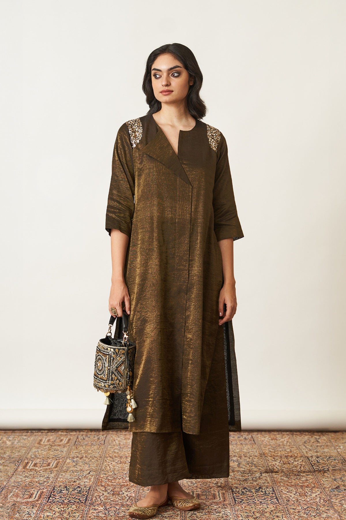 Black and Gold Kurta