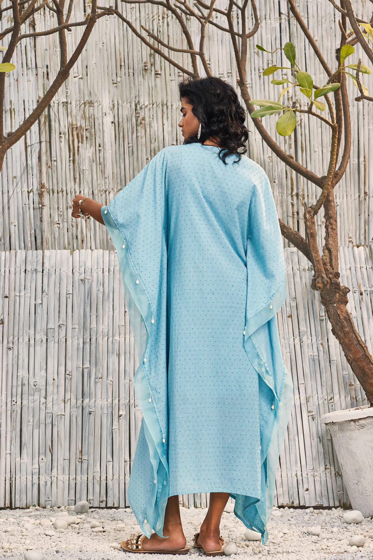 Breezy Blue Cotton Kaftan Set