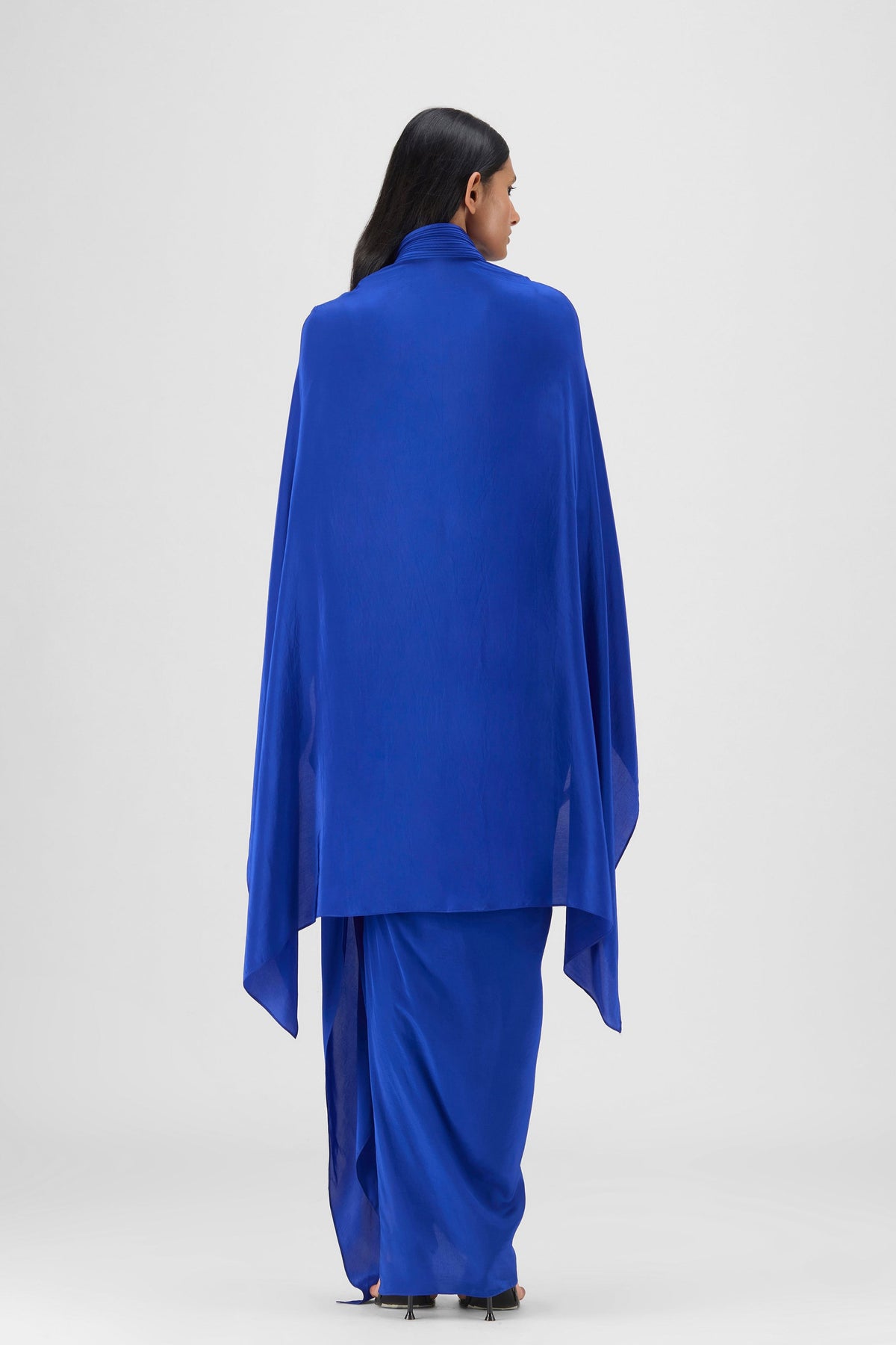 Blue Metallic Structured Cape Set