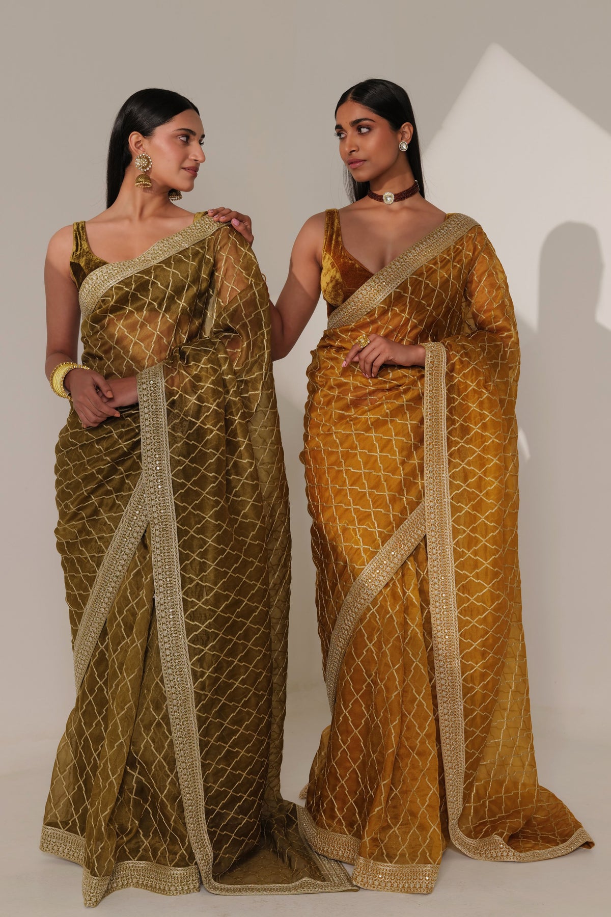 Mustard Embroidery Saree Set