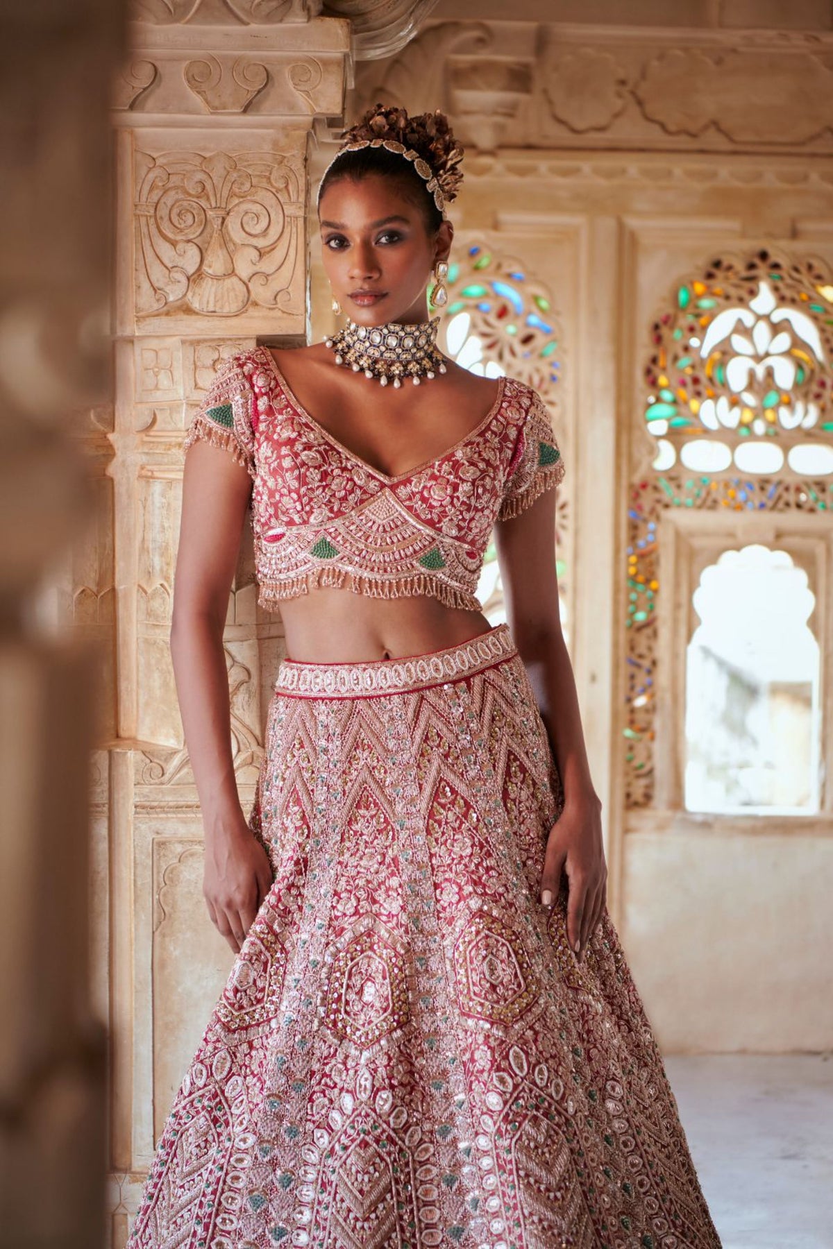 Onion Pink Bridal Lehenga