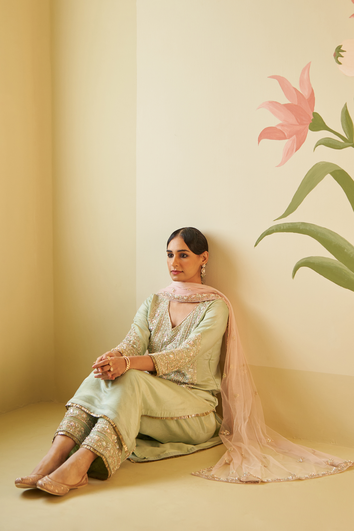 Mint Green Tissue Kurta Set