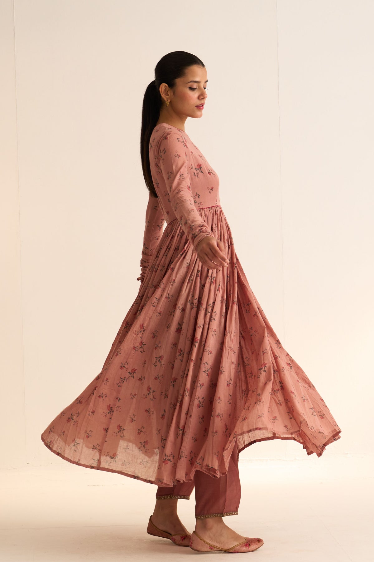 Chintz Old Rose Ghoomar Anarkali