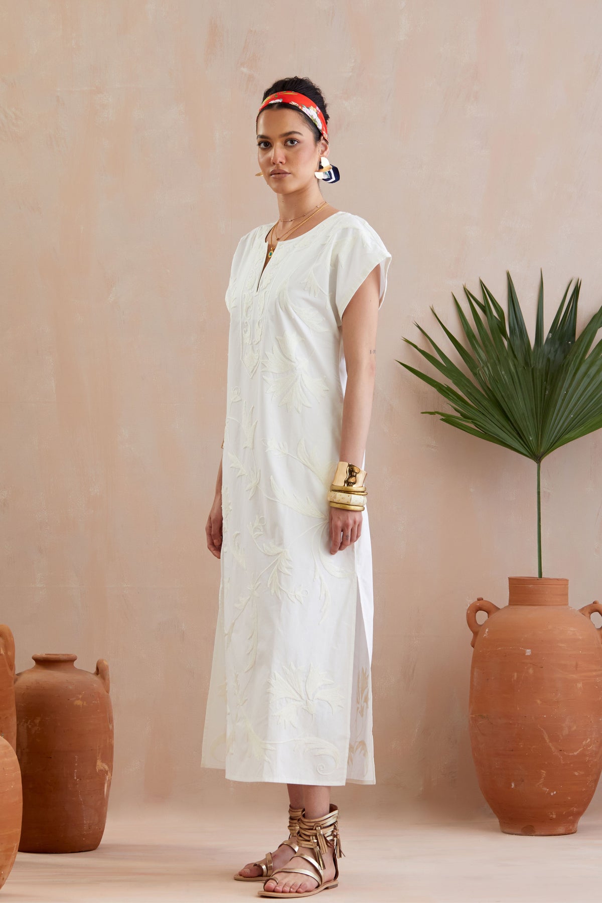 Ivory Embroidery Maxi Dress