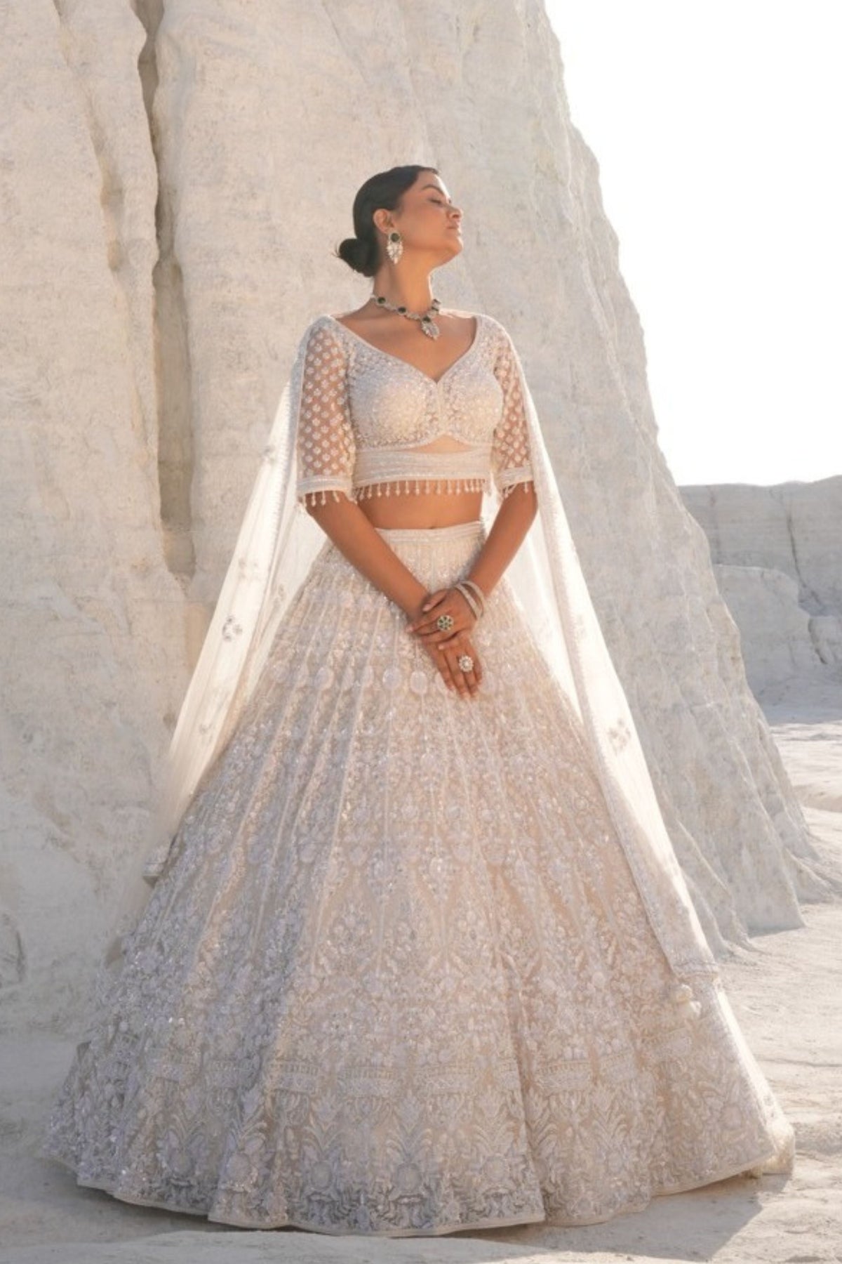 Ivory Embellished Lehenga Set