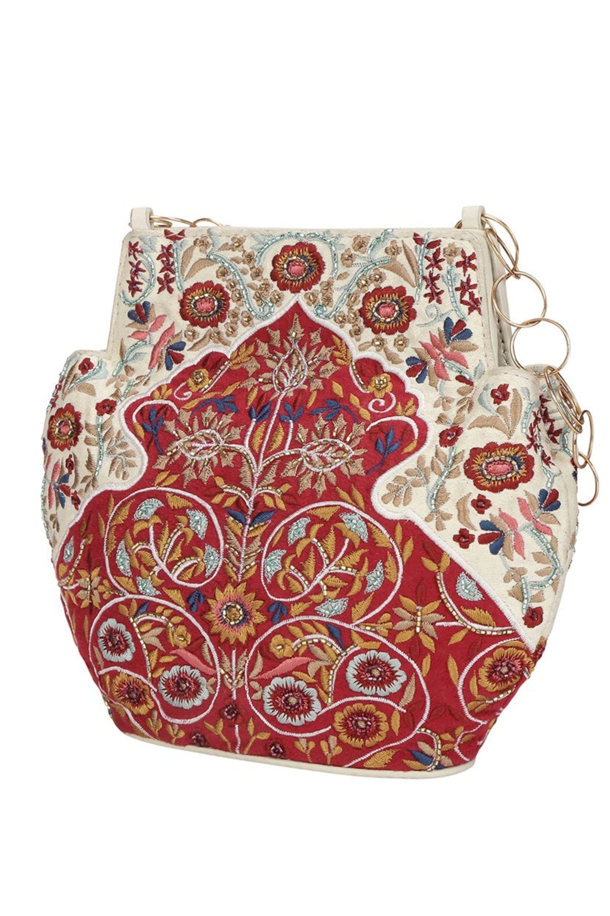 Sweet pea embroidered potli bag