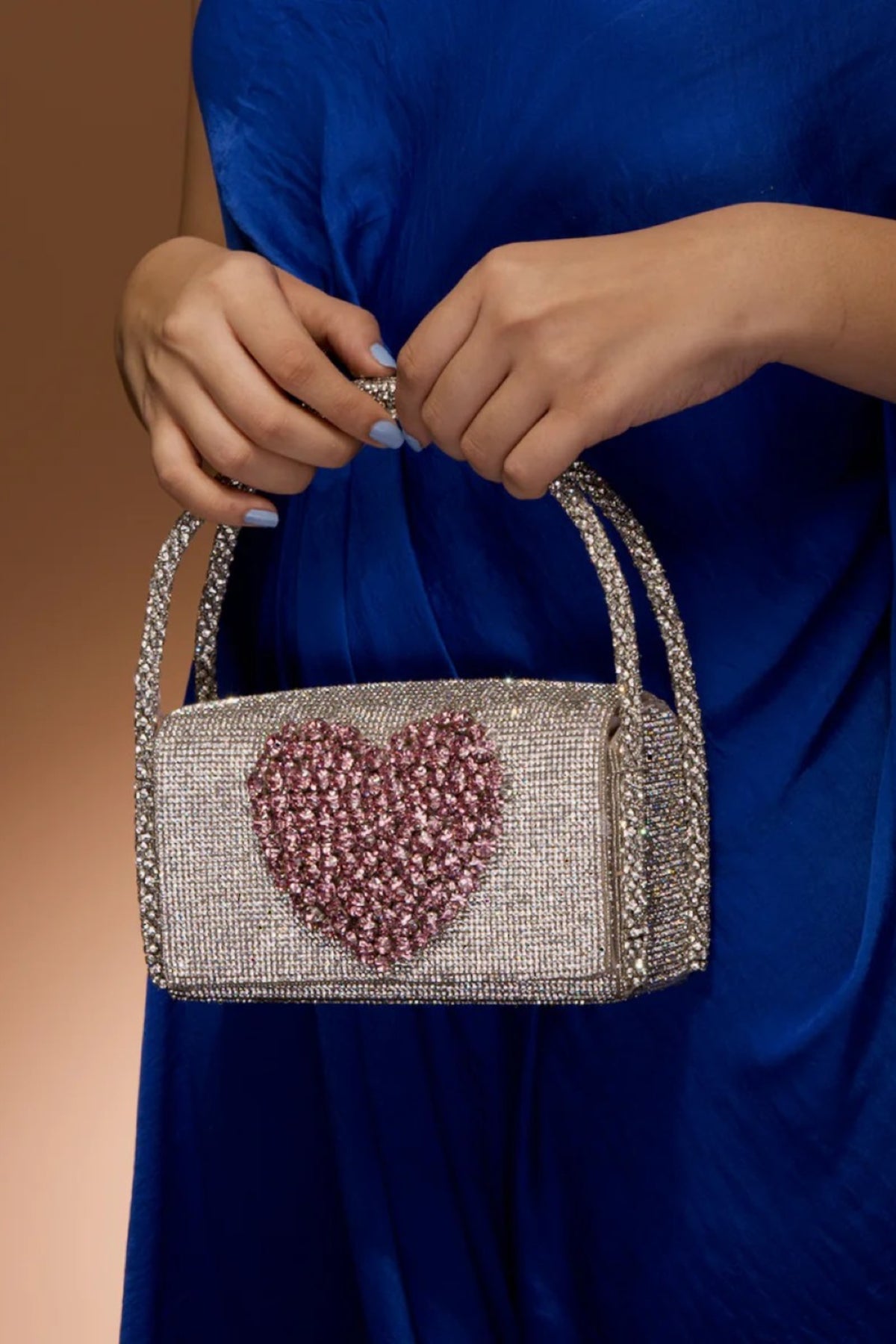 Silver Hotfix Heart Bag