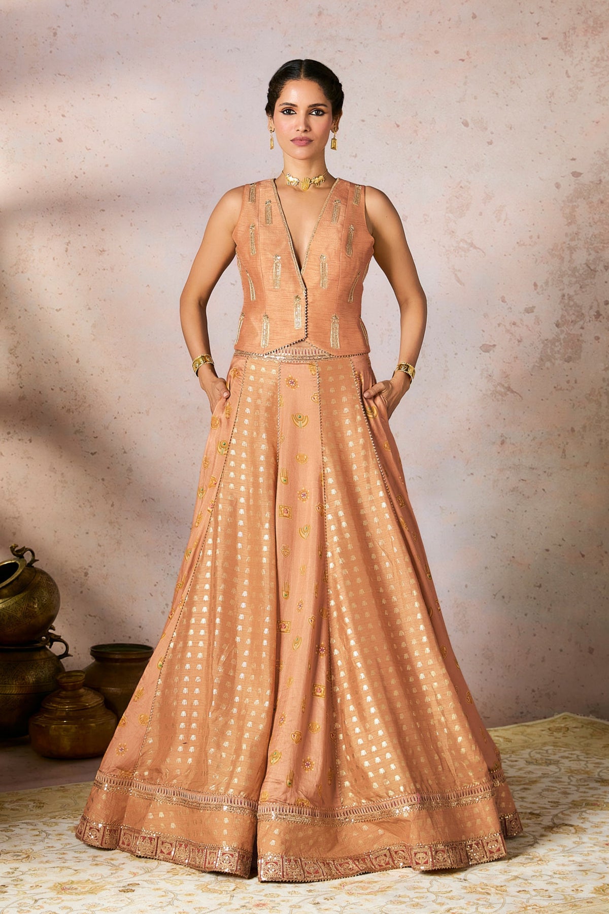 Salmon Trinkets Lehenga Set