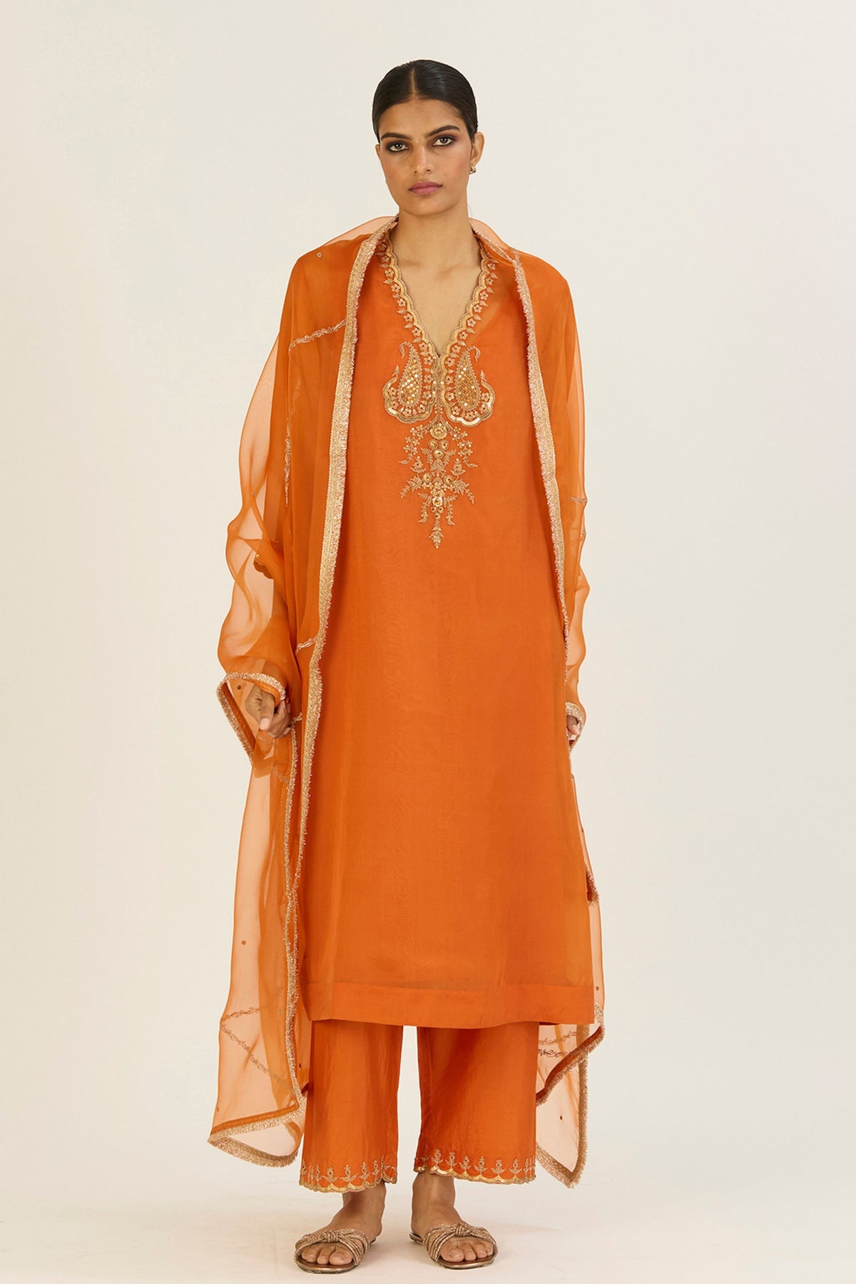 Rysa Orange Kurta &amp; Pants