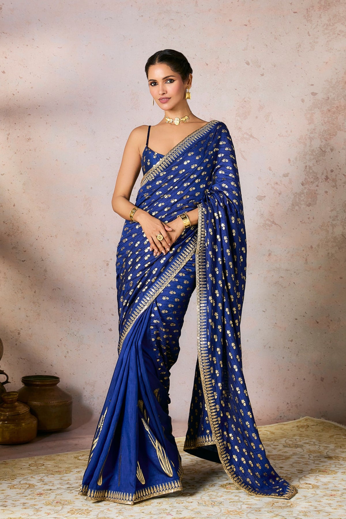 Blue Whispering Lily Crush Saree