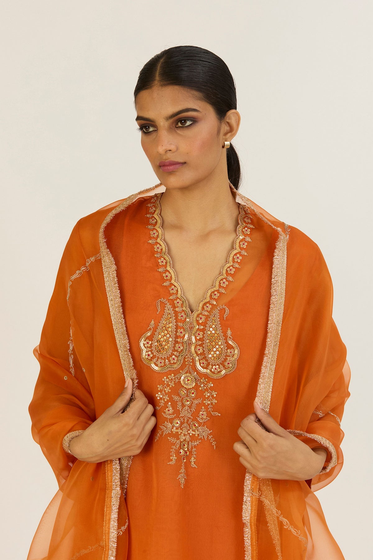 Rysa Orange Kurta &amp; Pants