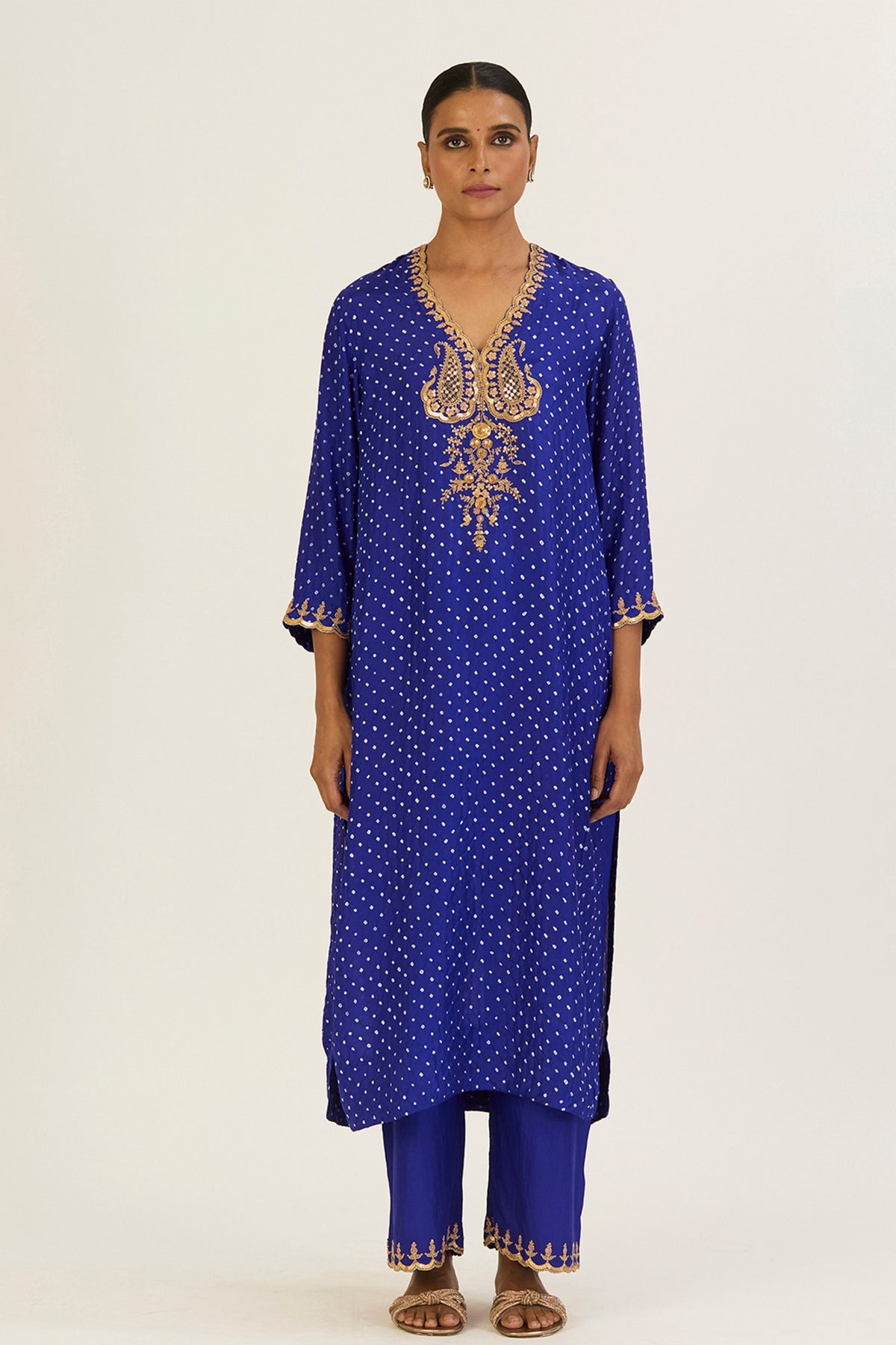 Rysa Royal Blue Bandhani Kurta &amp; Pants