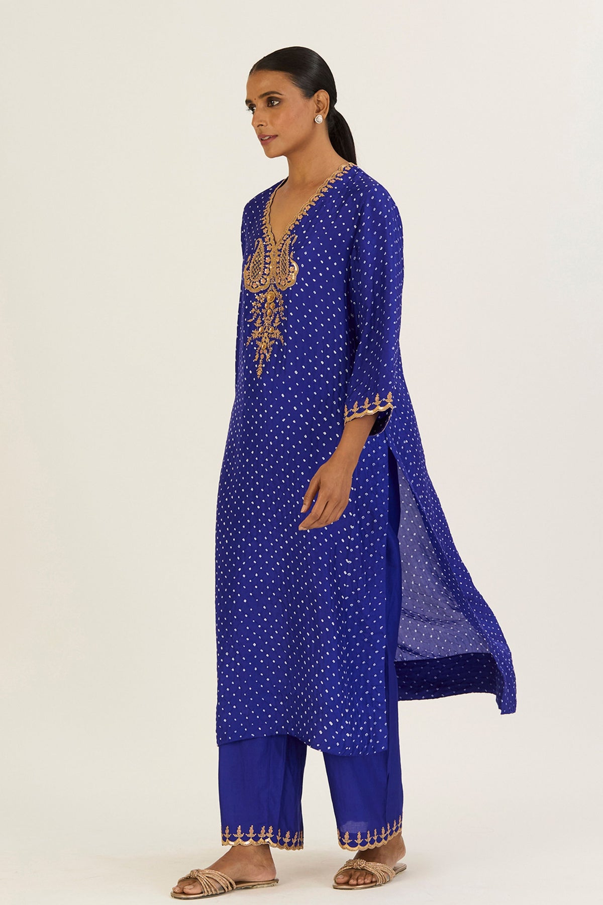 Rysa Royal Blue Bandhani Kurta &amp; Pants