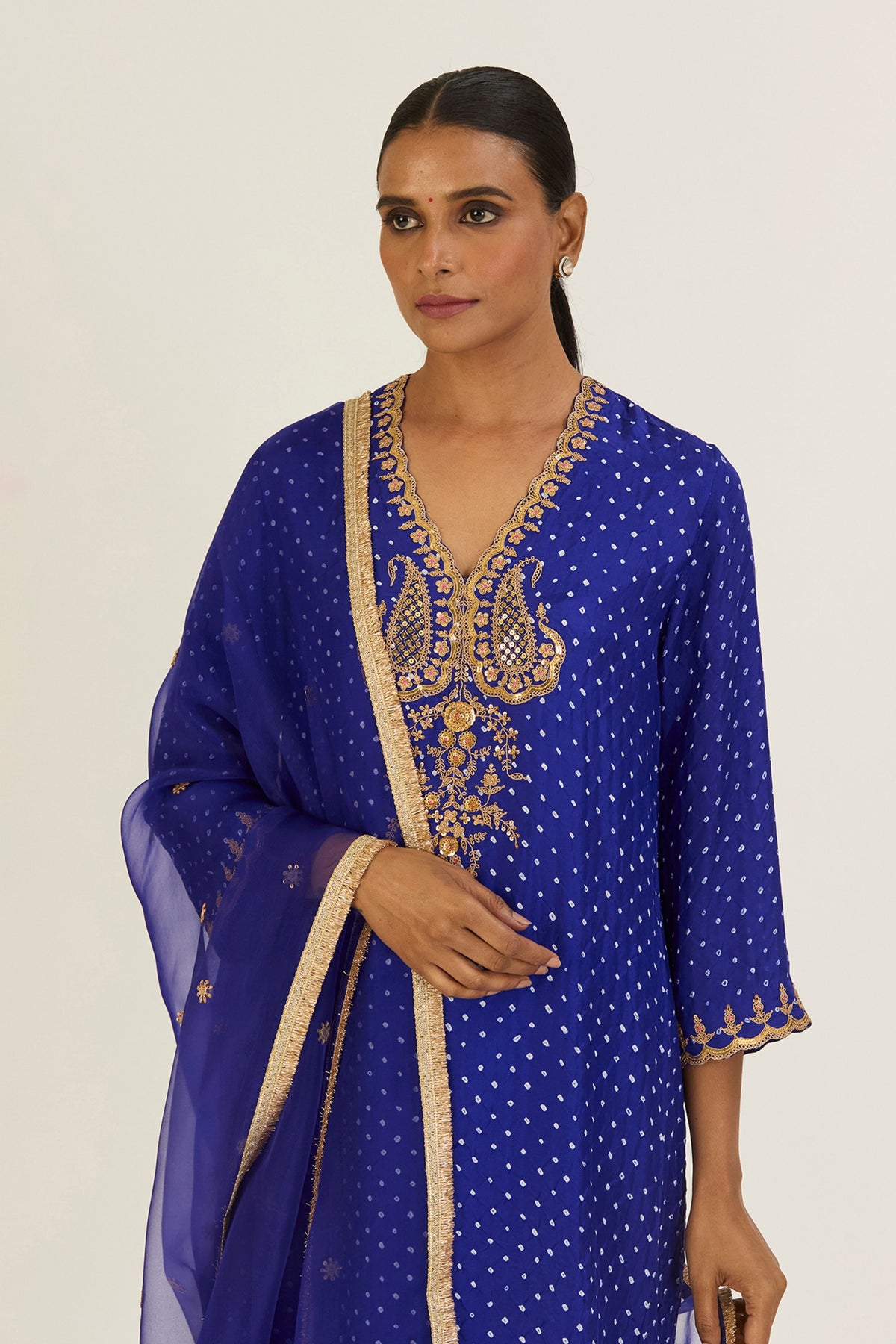 Rysa Royal Blue Bandhani Kurta &amp; Pants