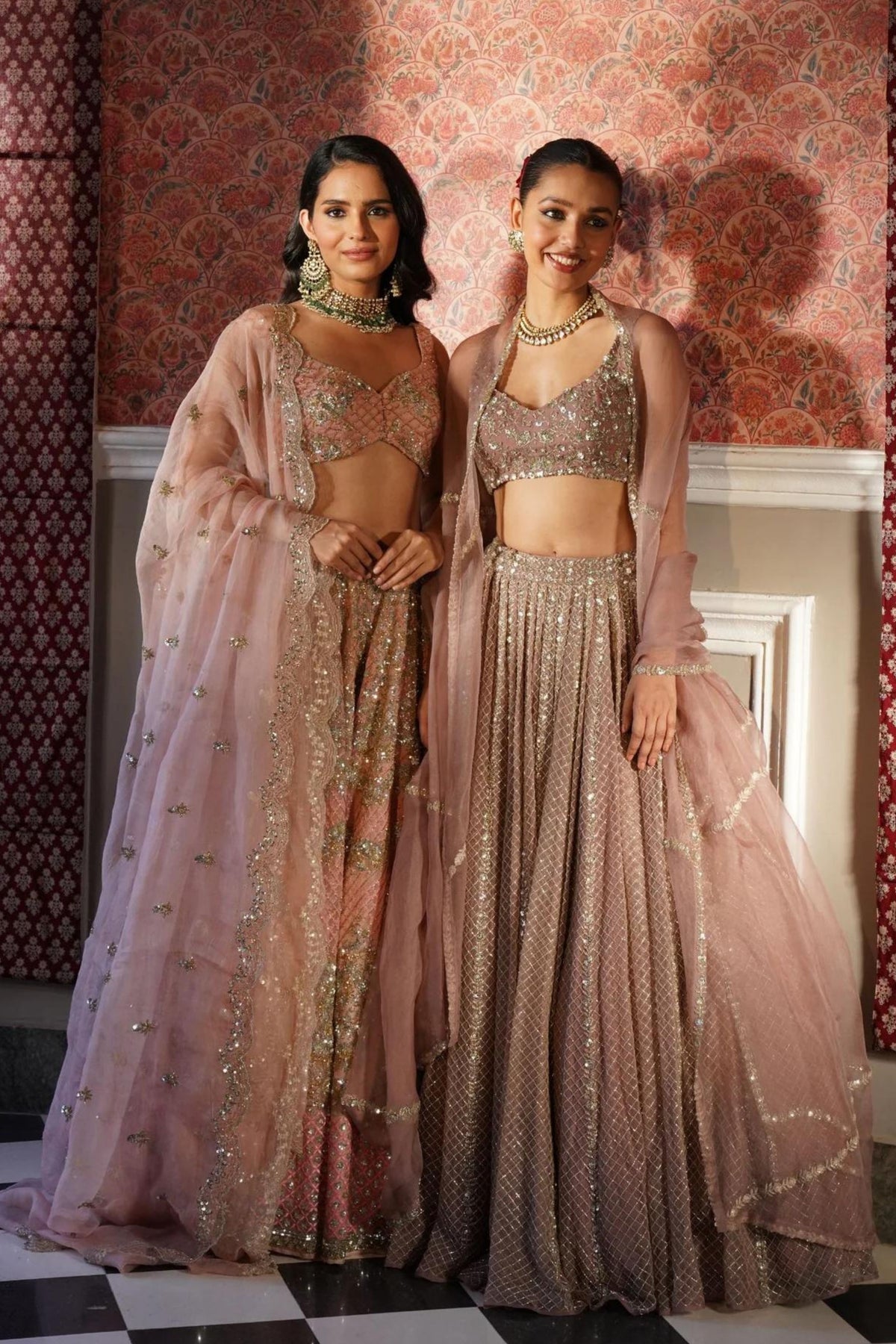 Peach Pink Lehenga Set