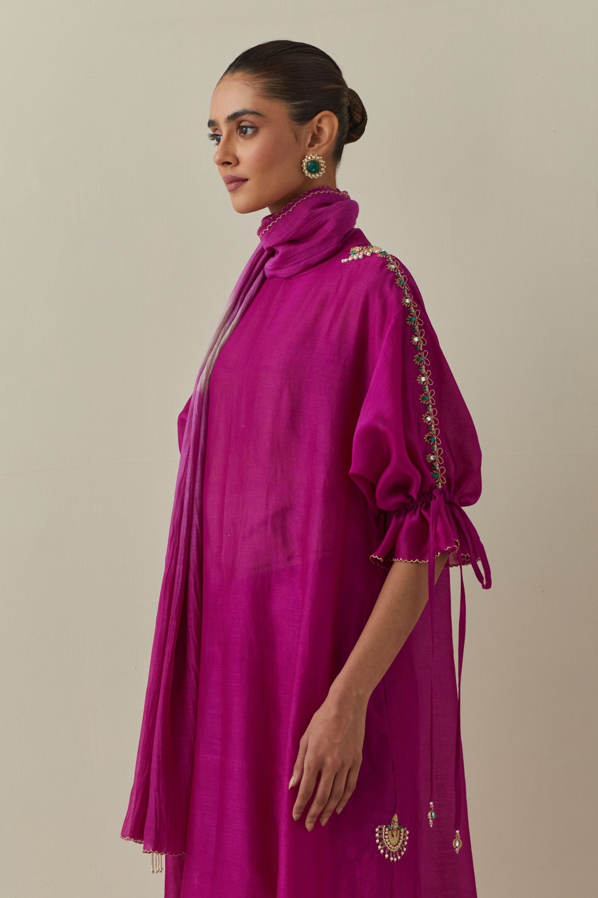 Bia Fuschia Embroidery Kurta Set