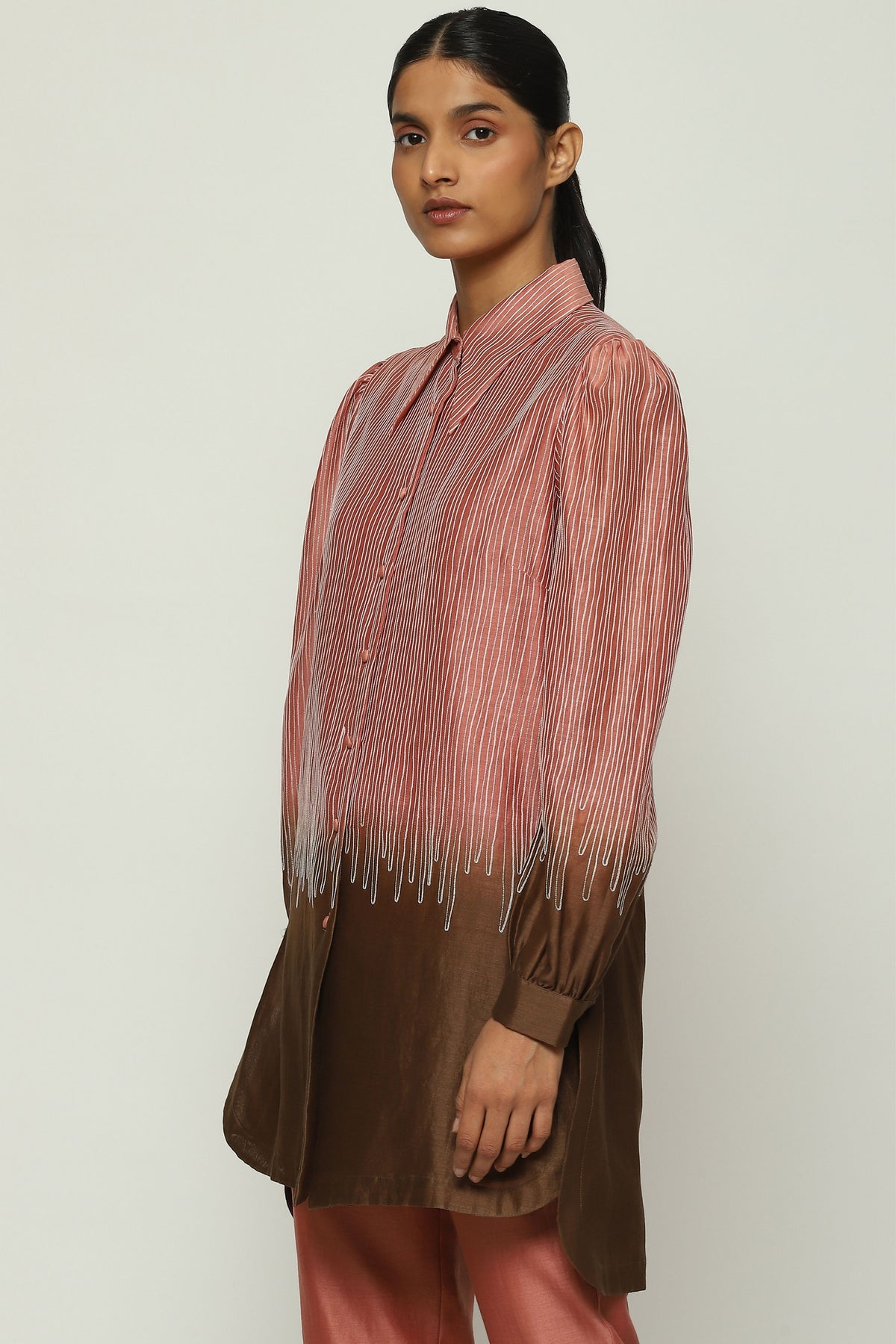 Ombre Crewel Embroidery Shirt