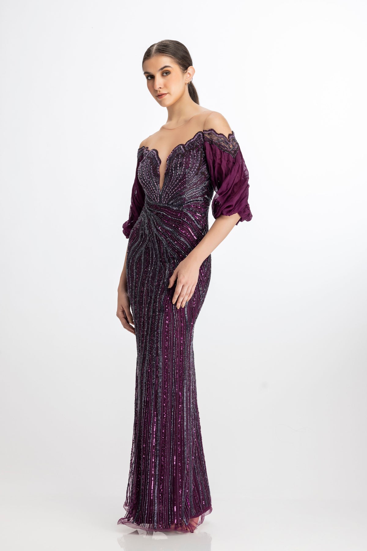 Fins Aubergerine Gown