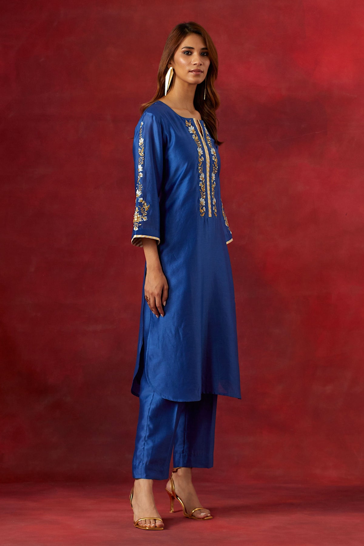 Blue Round Hem Kurta Set