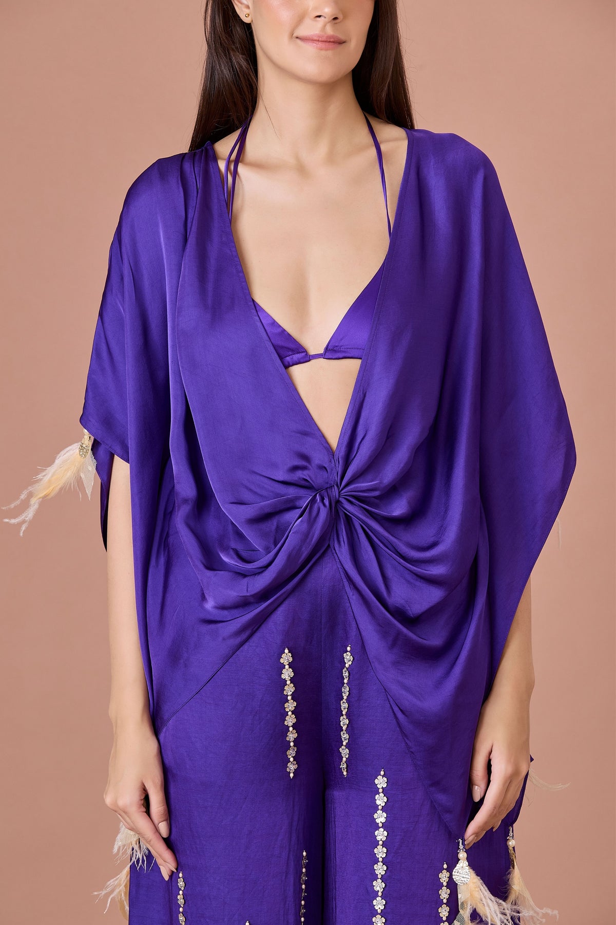 Purple Pleated Kaftan