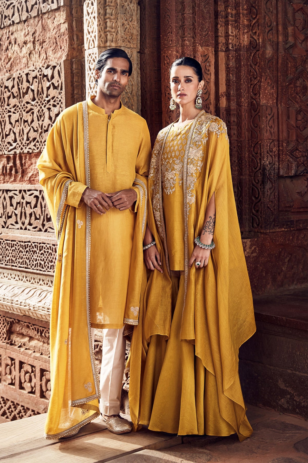 Turmeric Cape with Kurta Set