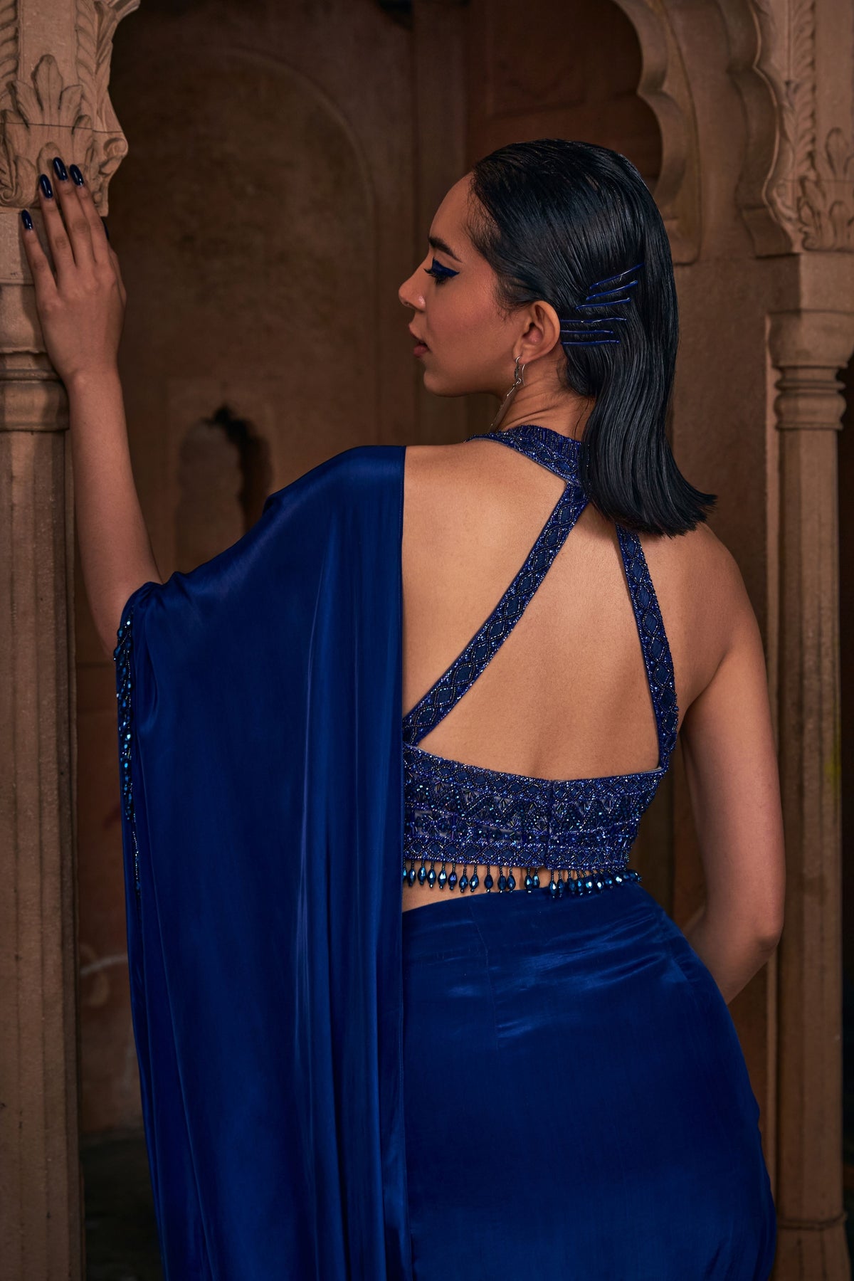 Dark Blue Saree Set