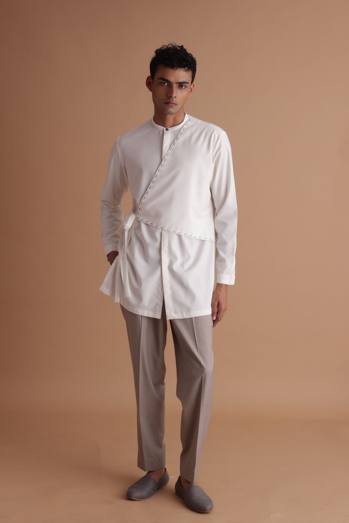 White Tie up Kurta