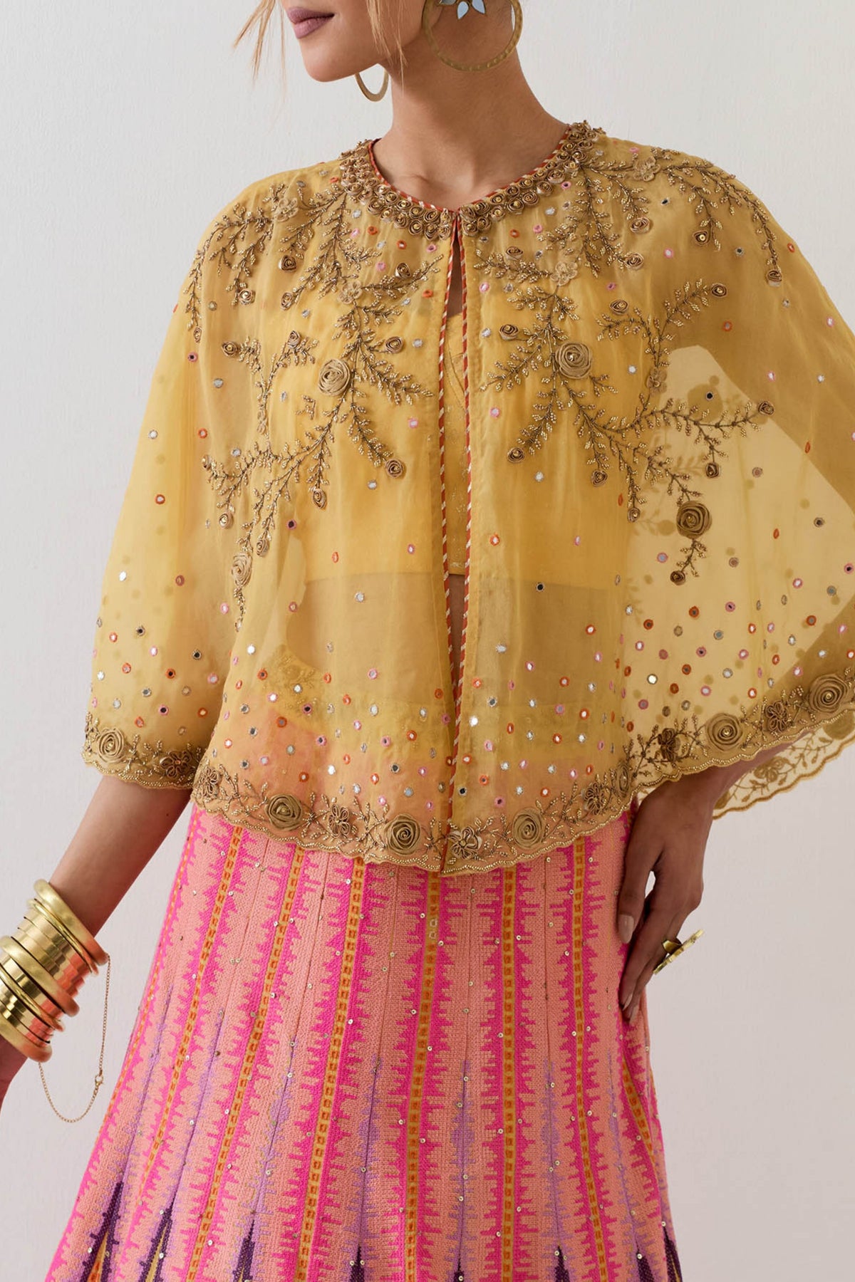 Mustard Cape With Skirt