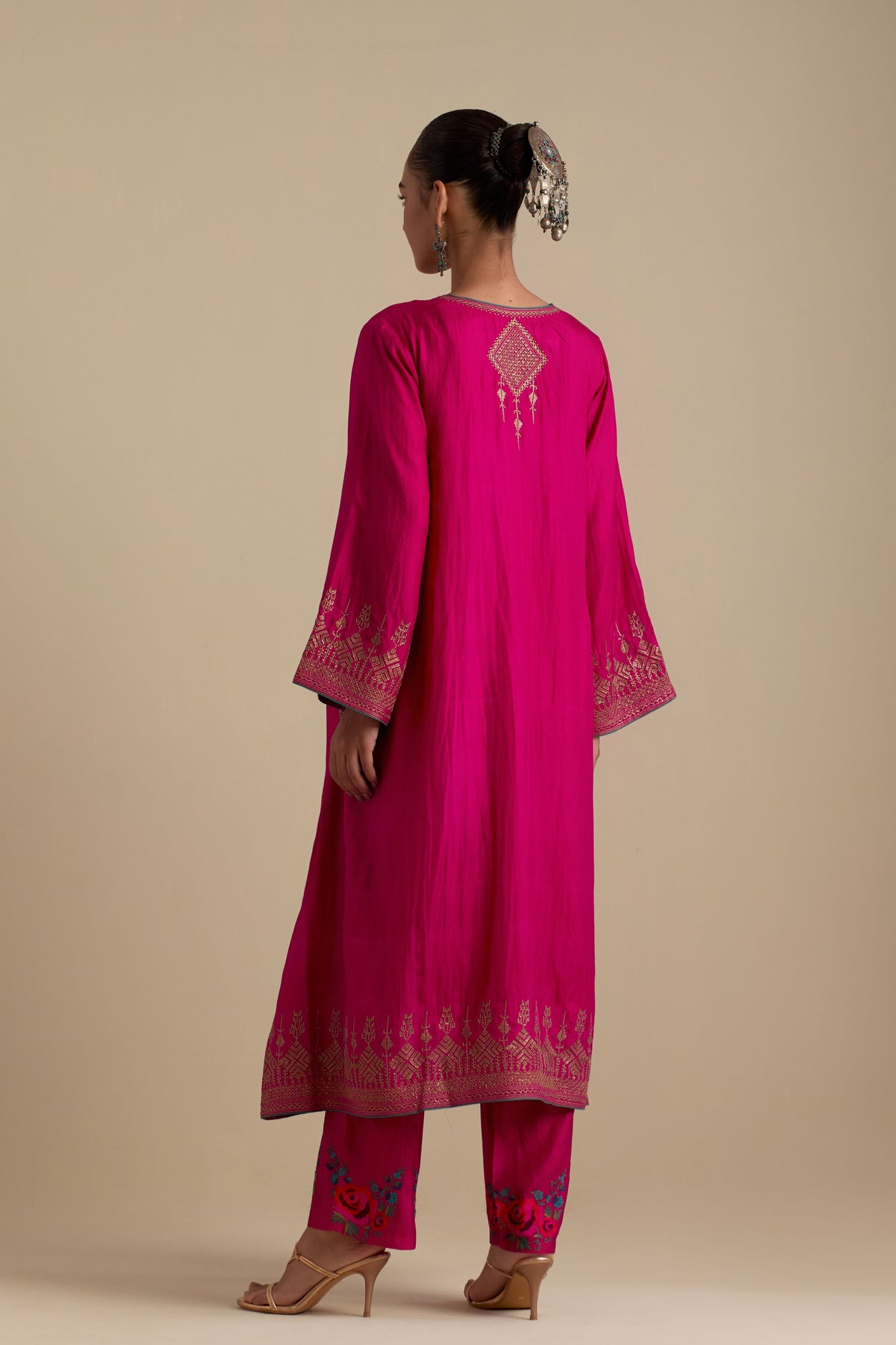 Fuchsia A-line Kurta Set