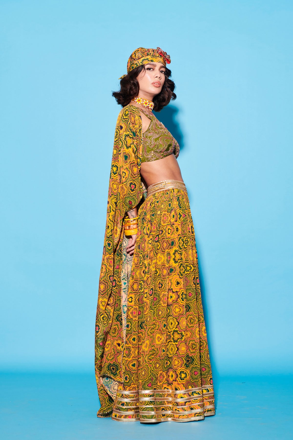 Yellow Pinwheel Lehenga