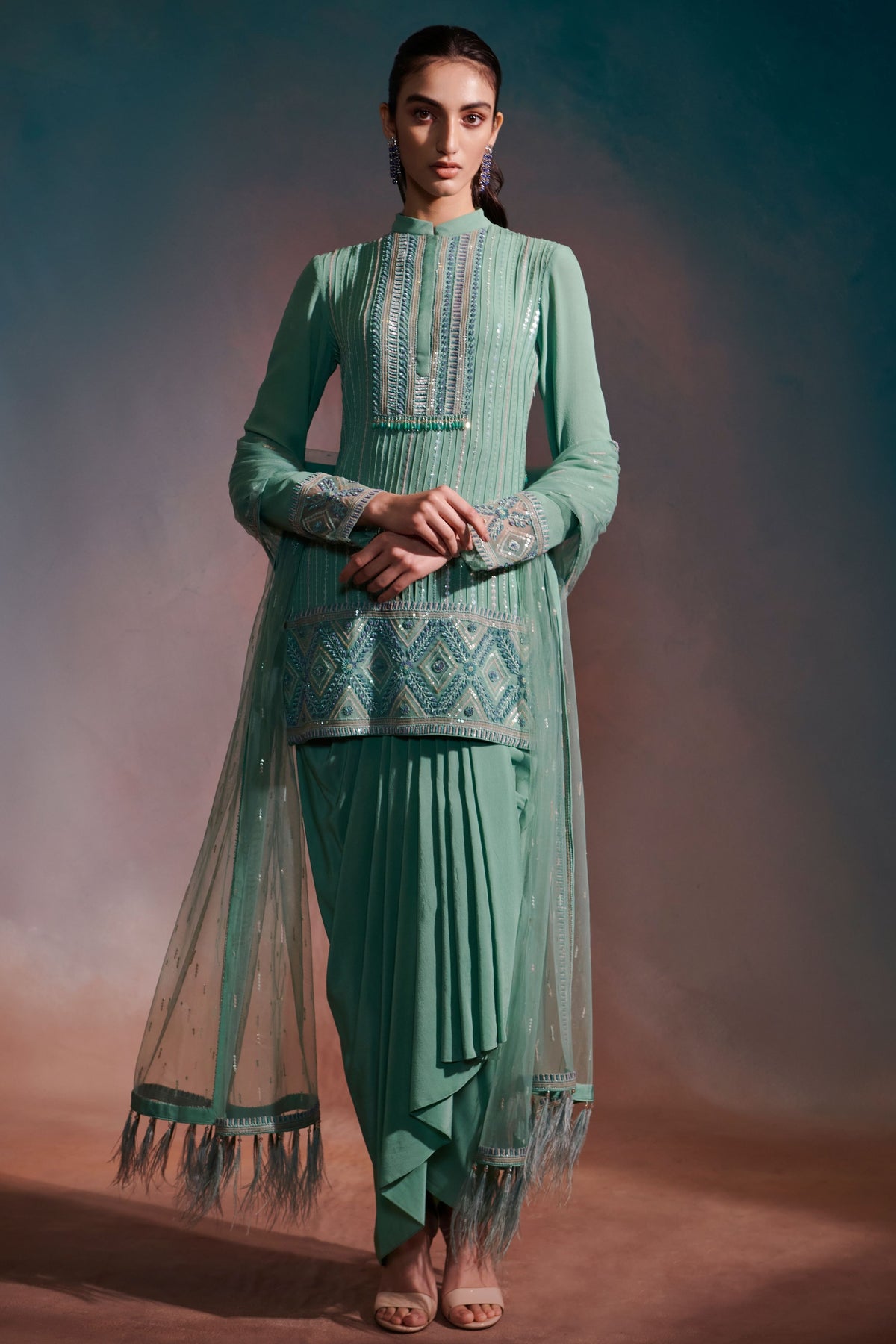 Kurta With Draped Skirt