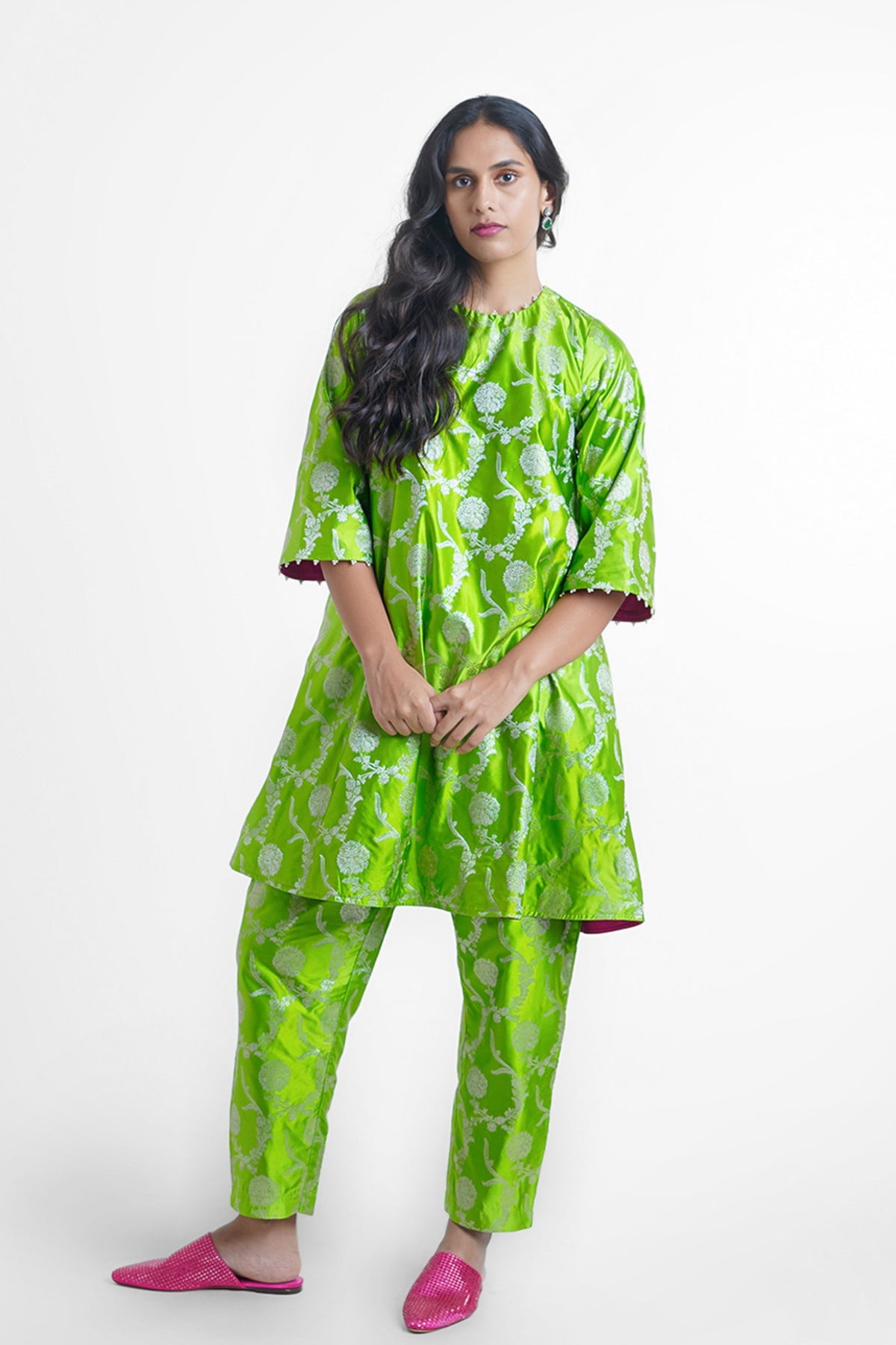 Green Sunheri Kurta Set