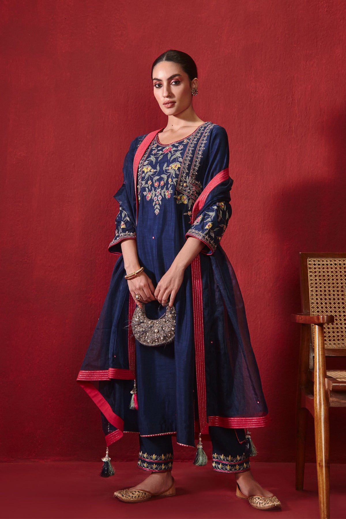 Navy Preeti Kurta Set