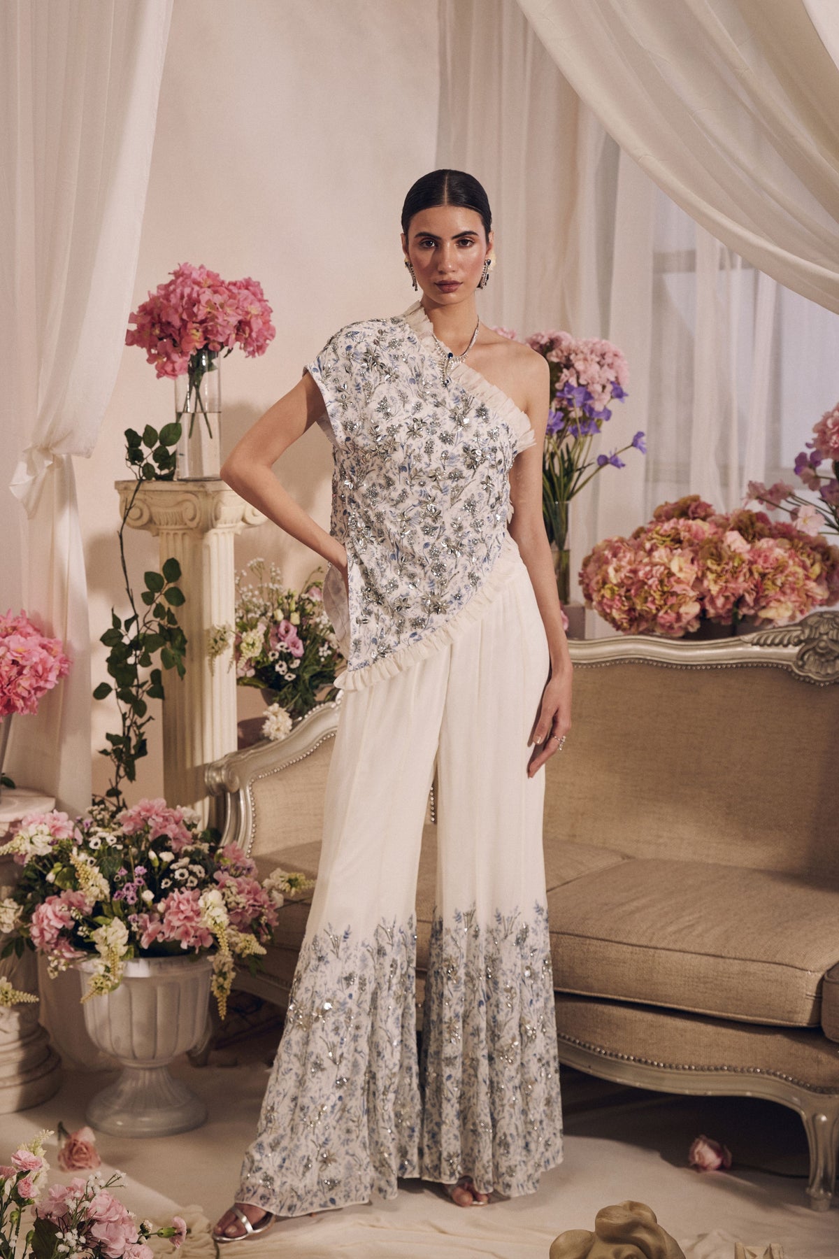 Erene Off-shoulder Sharara Set