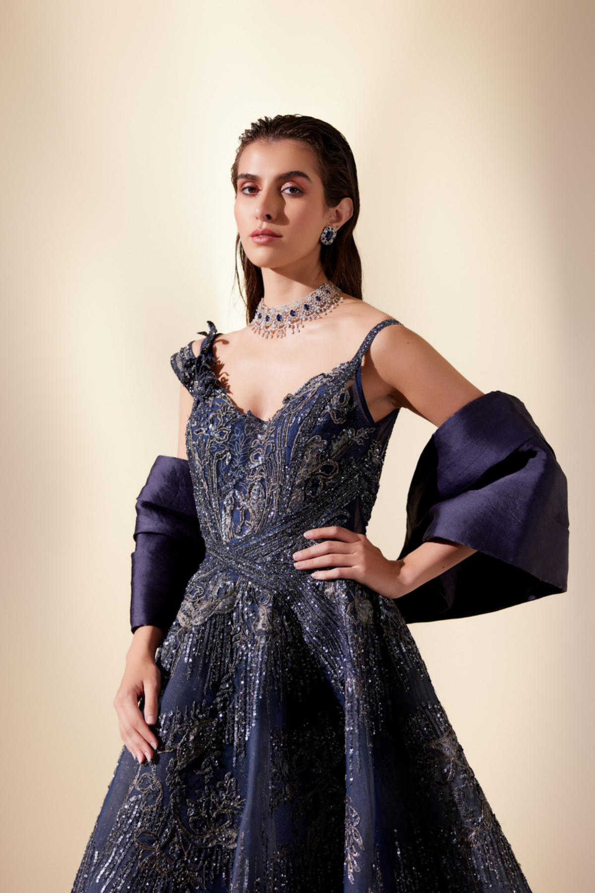 Midnight Blue Drizzle Gown