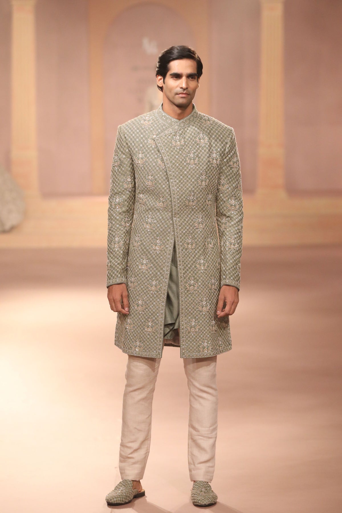 Mint Embroidered Sherwani Set