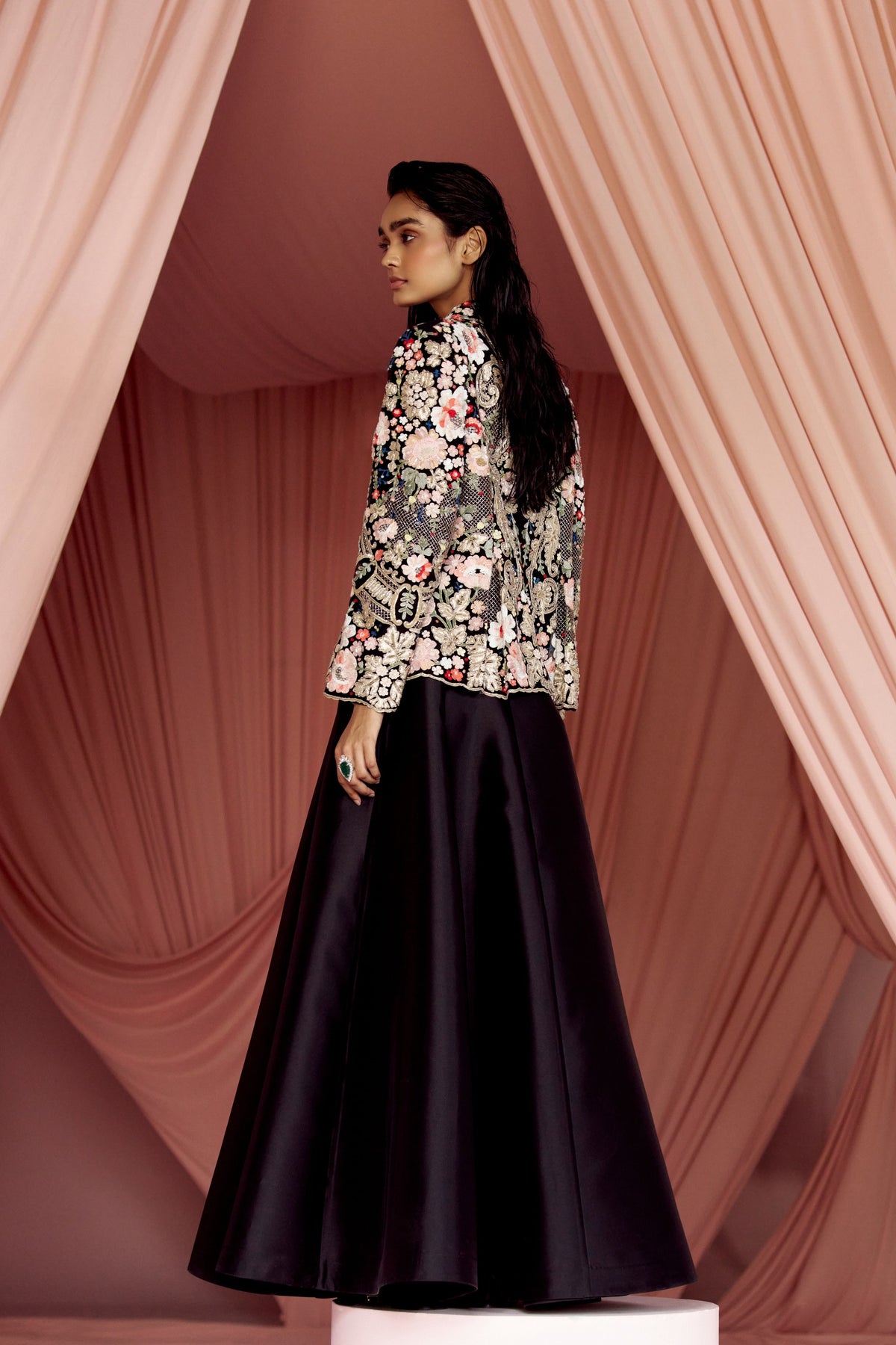 Miera Plunge Jacket and Flared Skirt