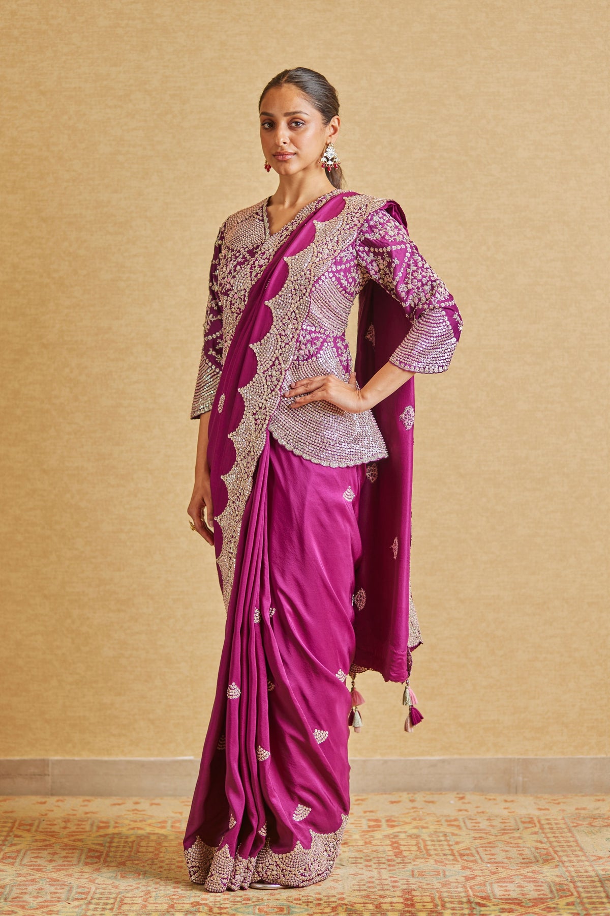 Aubergine Embroidered Saree