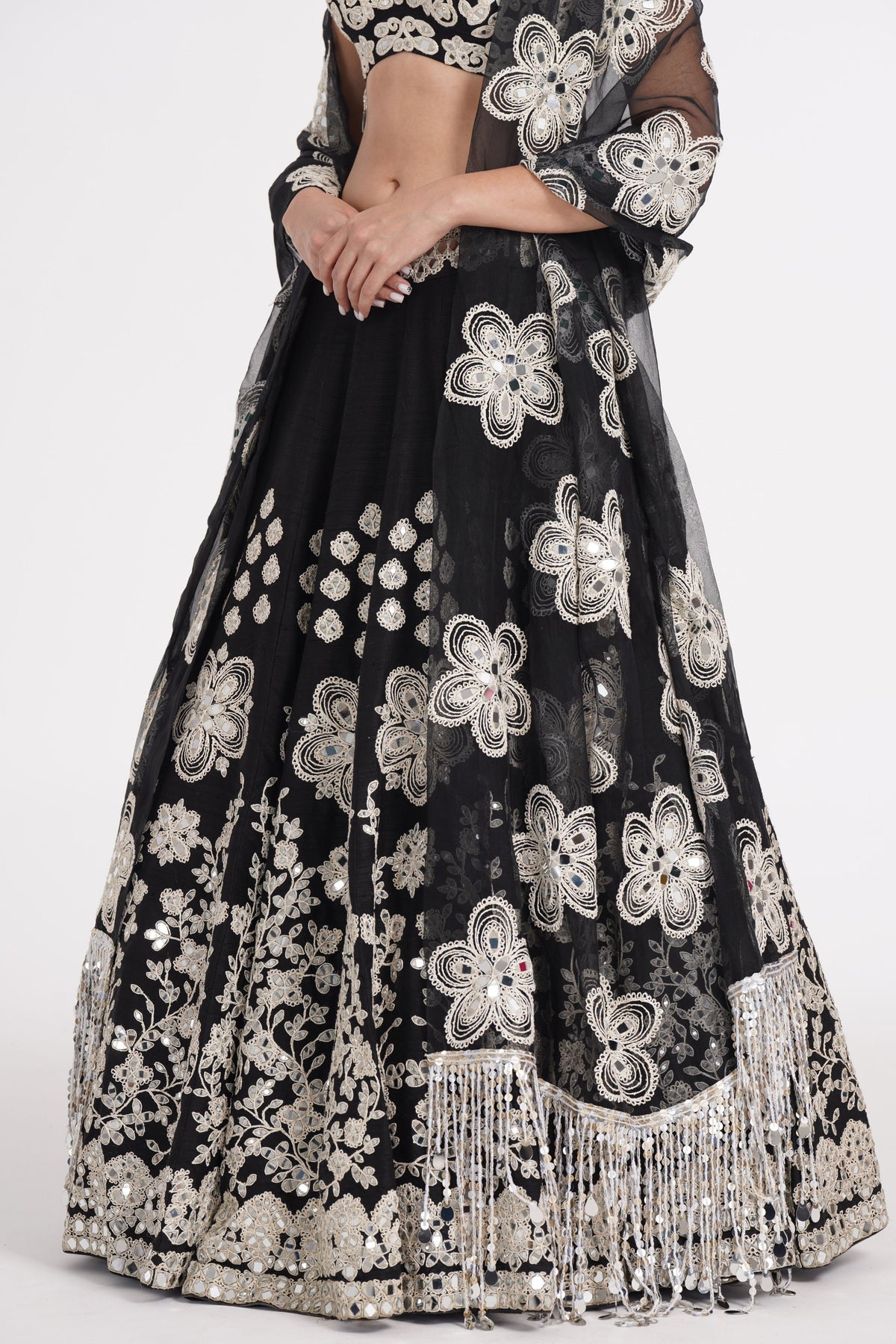 Jet Black Embellished Lehenga Set