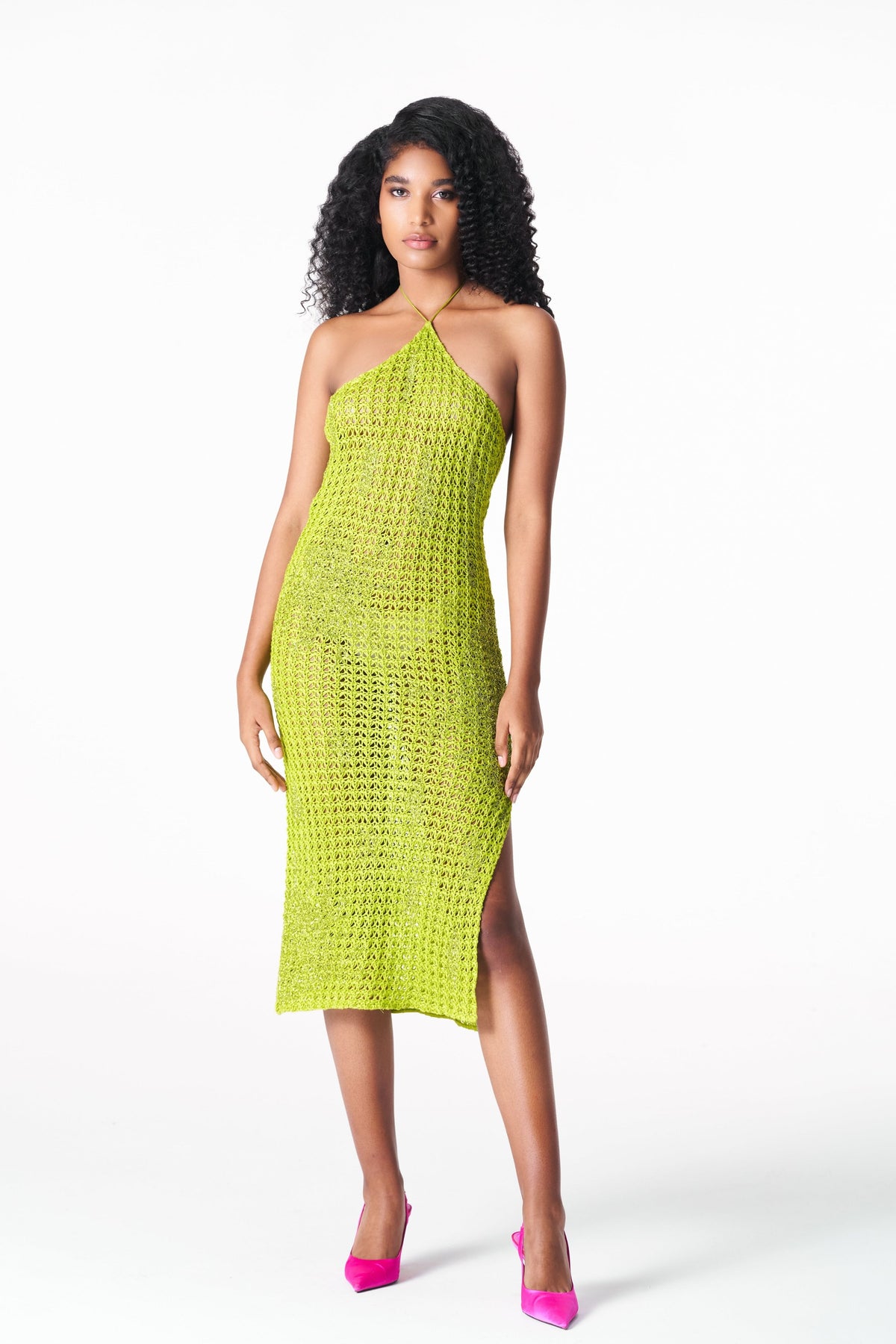 Chartreuse Crocheted Dress