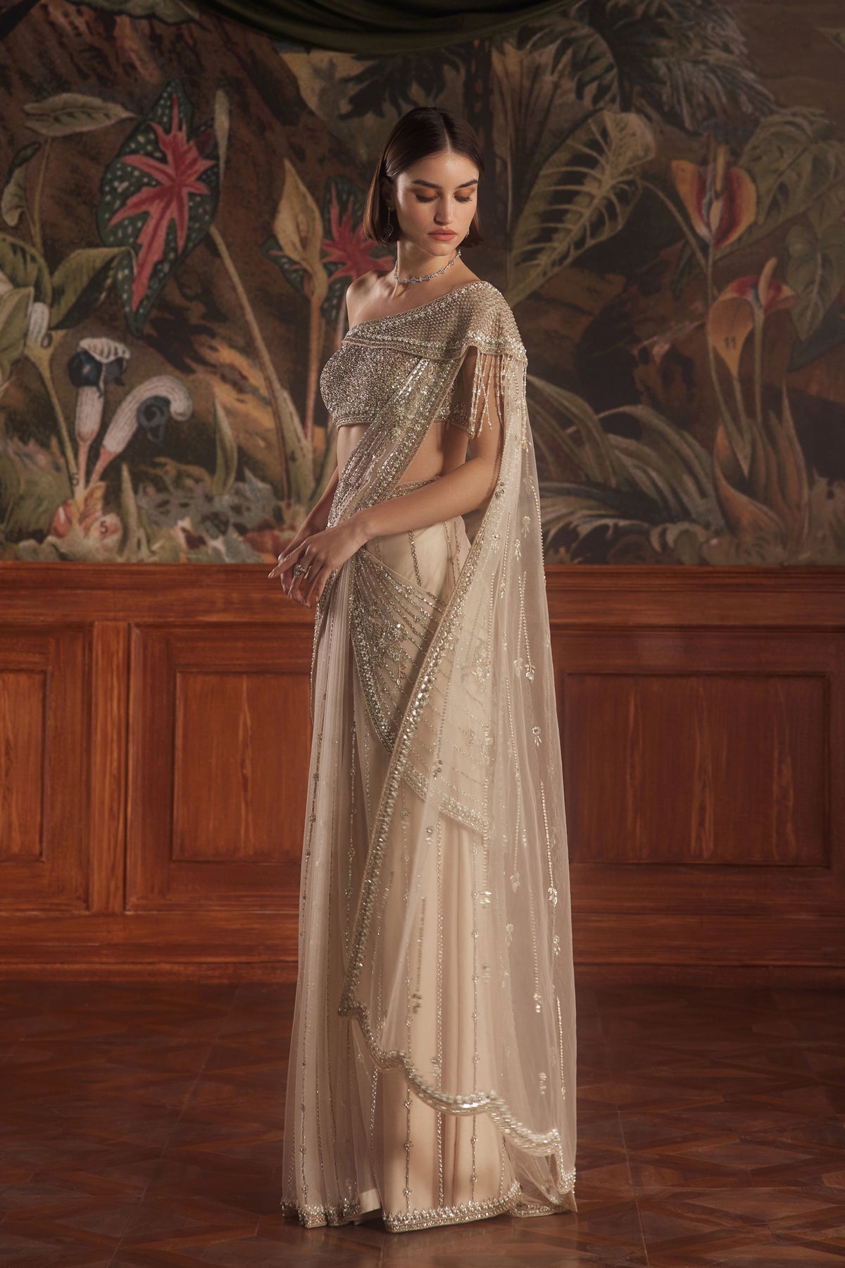 Ares Beige Draped Saree