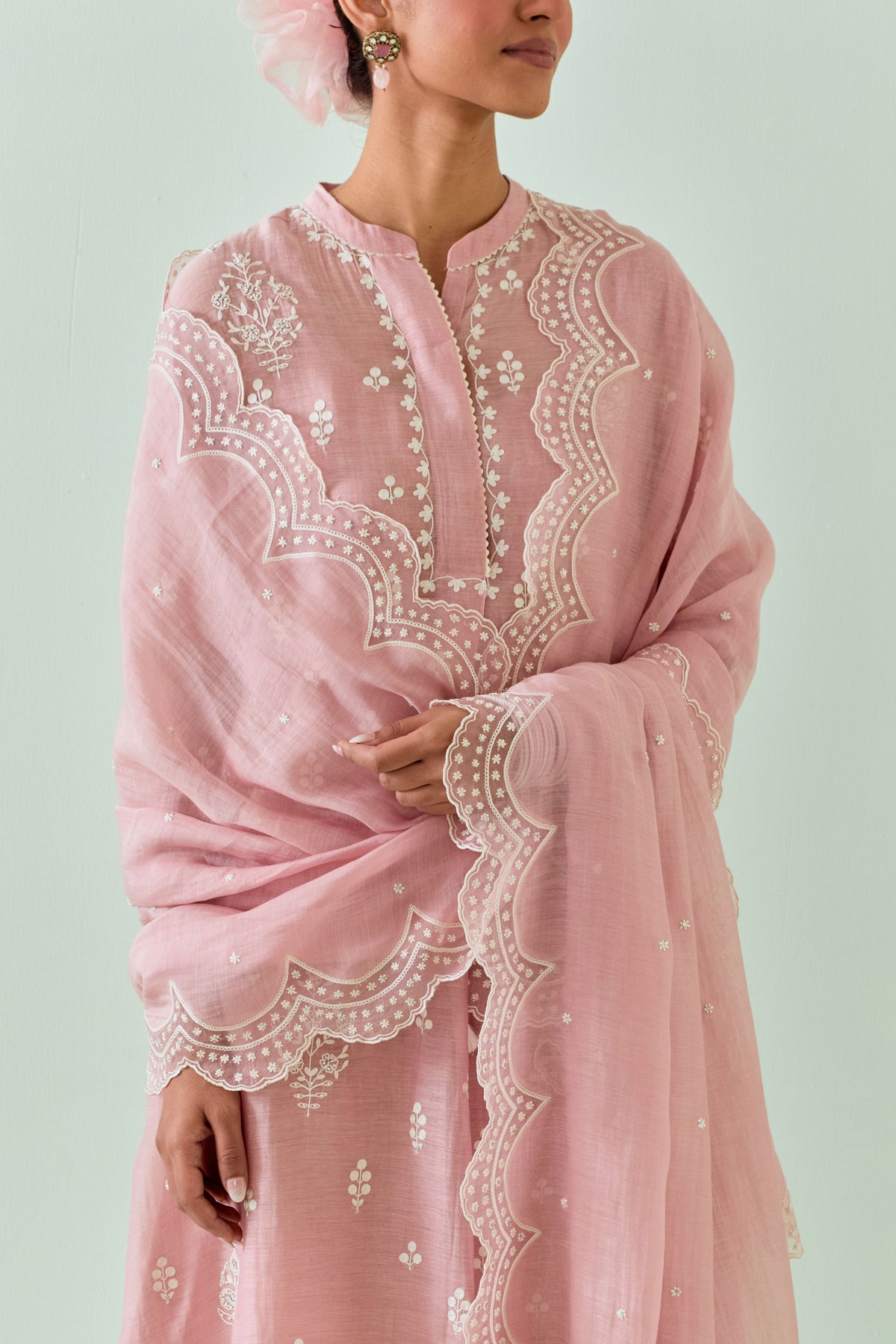 Pink Dori Embroidery Kurta Set