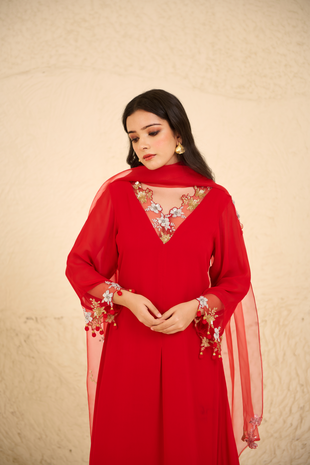 Red Georgette Kurta Set